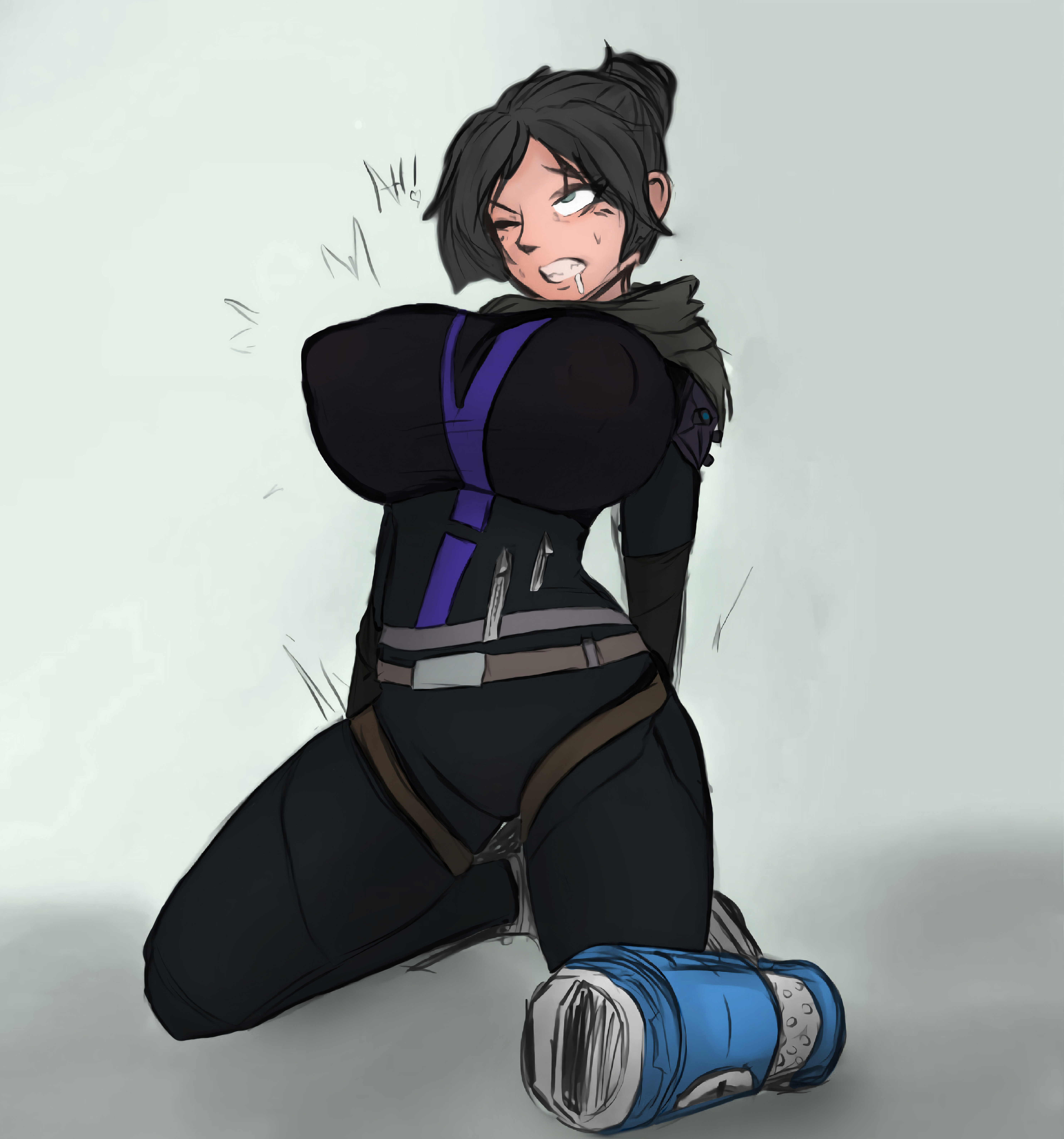 1girls, 2d, apex legends, ass, ass expansion, big ass, big breasts, big butt, body transformation, breast expansion, breast growth, breast growth (enlargement), breast squeeze, breast squish, breasts, bursting breasts, bursting butt, bursting clothes, butt expansion, critnuke, erect nipples, erect nipples under clothes, erection, erection under clothes, female, female only, figure transformation, full body, growth, hips, horny, horny female, hourglass figure, huge breasts, human, human only, humanoid, kneeling, large breasts, nipples, outgrowing clothes, simple background, simple coloring, solo, solo female, stretched clothing, thick, thick ass, thick hips, thick legs, thick thighs, thigh expansion, thighs, tight clothes, tight clothing, tight pants, tights, transformation, wide hips, wraith (apex legends)