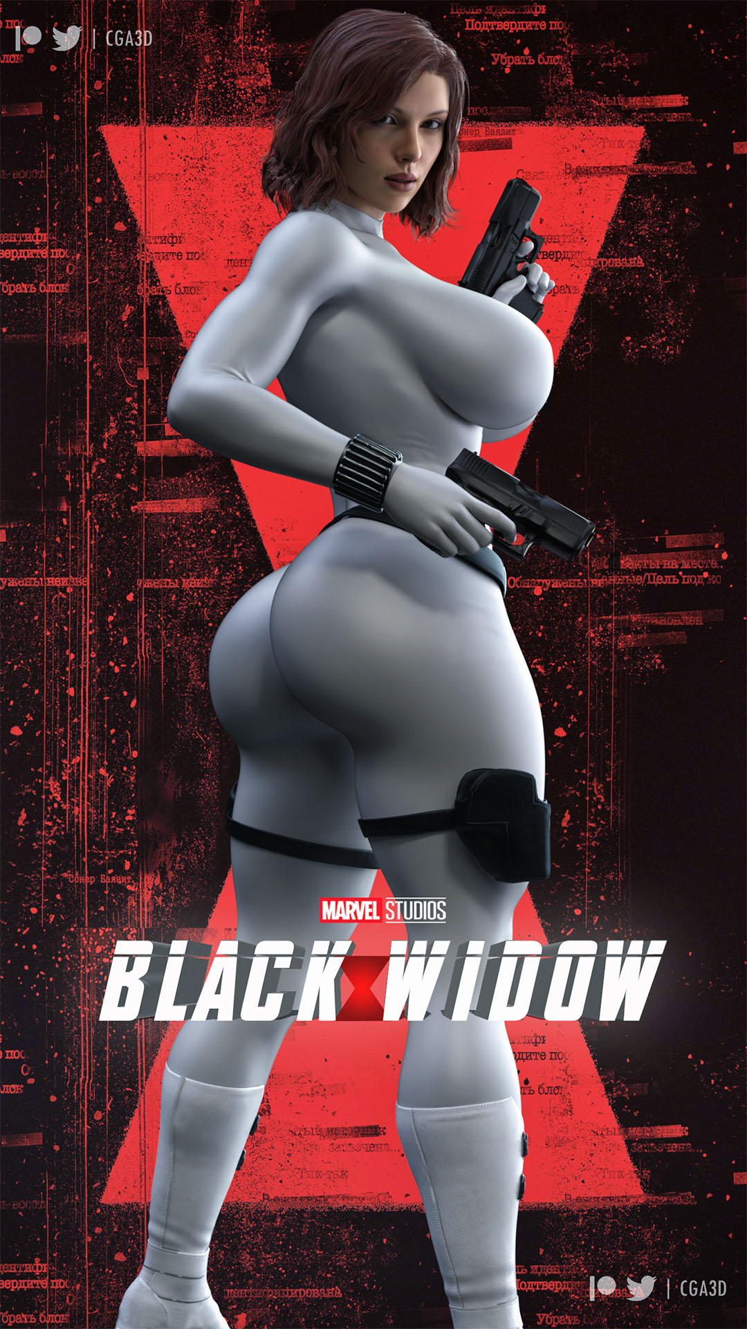 1girls 3d 3d_(artwork) ass big_ass big_breasts black_widow_(marvel) black_widow_(movie) bodysuit breasts breasts_bigger_than_head bubble_ass bubble_butt busty cga3d cleavage curvaceous curvy curvy_female curvy_figure dual_wielding erect_nipples erotichris female female_only gun hourglass_figure human human_only light-skinned_female light_skin looking_at_viewer looking_over_shoulder marvel marvel_cinematic_universe medium_hair movie_poster natasha_romanoff pawg poster red_hair scarlett_johansson solo solo_female superheroine thick_ass thick_thighs thigh_holster tight_clothing voluptuous voluptuous_female weapon wide_hips