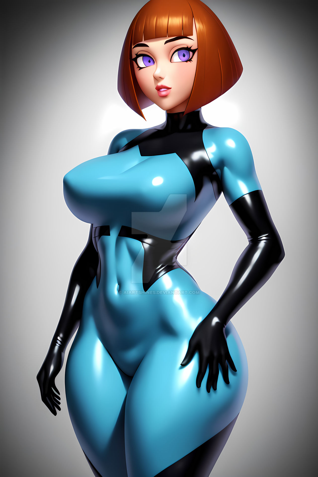 1girls, ai generated, aiartshines, ass, big ass, blue eyes, bodysuit, bubble ass, bubble butt, clothed, danny phantom, female, huge ass, lipstick, looking at viewer, looking back, madeline fenton, milf, nai diffusion, nickelodeon, red hair, solo, stable diffusion, thick thighs