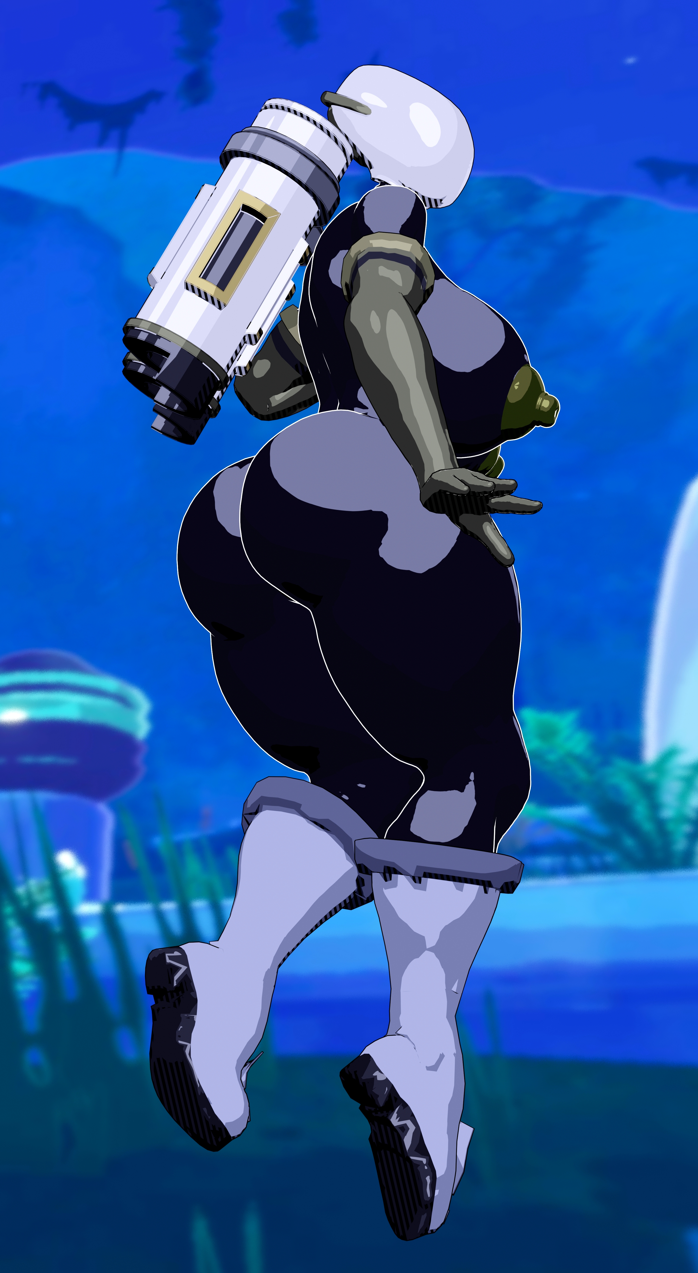 1girls, 2023, 3d, 3d (artwork), artificer (risk of rain), ass, big ass, big breasts, big butt, big nipples, bl3nd3r3r, blender, breasts, exposed breasts, female, female only, guidugalle, guimontag, helmet, masked female, nipples, nude, nude female, risk of rain, risk of rain 2, solo, solo female, thick thighs