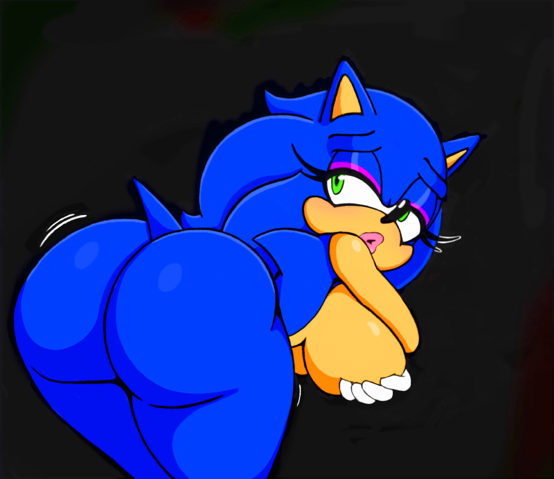 after transformation, ass, bent over, big ass, big breasts, bimbofication, bimbofied, breasts, curvaceous, curvy, female, looking back at viewer, post-transformation, rule 63, sonic (series), sonic the hedgehog, sonic the hedgehog (series), sonique the hedgehog, thick, transformation, voluptuous