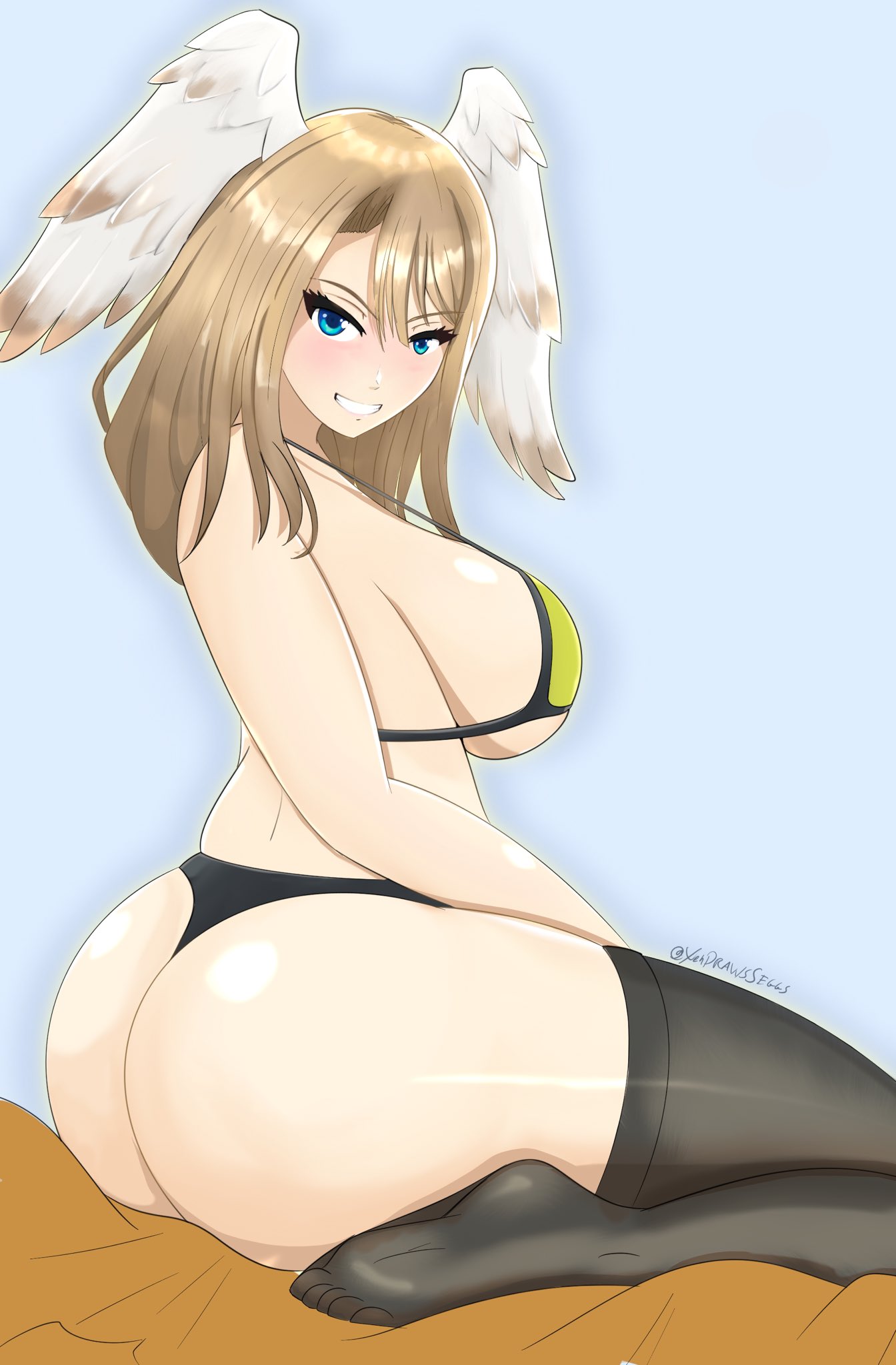 big_butt butt eunie_(xenoblade) head_wings huge_butt large_butt swimsuit tagme thick_thighs thighhighs wings wings_on_head xendrawsseggs xendrawsthings xenoblade_(series) xenoblade_chronicles_3