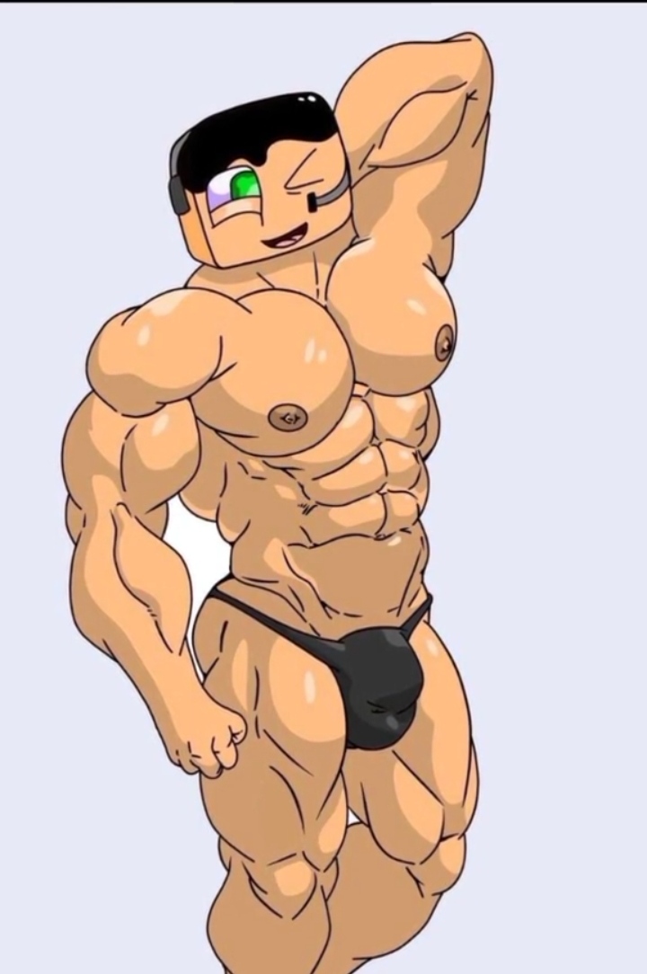 1boy artist_request big_penis black_hair black_underwear bulge flaccid full_body full_length green_eyes headphones kriper2004 male male_only microphone minecraft minecraft_youtubers muscle muscles muscular muscular_male one_eye_closed pose solo solo_focus solo_male standing youtube youtuber youtuber_boy