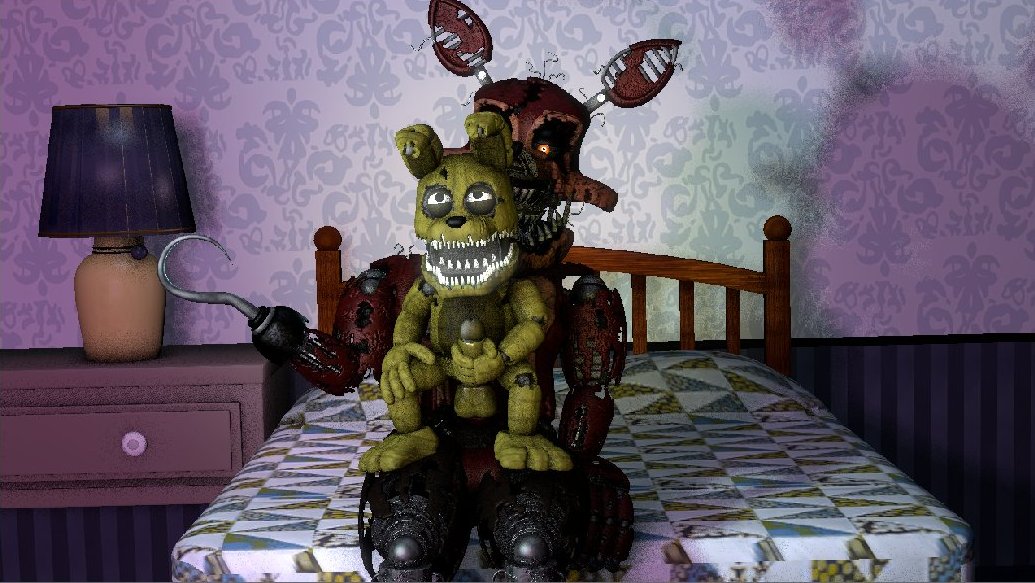 
hyperstash6000 anal bed bedroom big_dom_small_sub black_eyes canid canine dominant duo five_nights_at_freddy's five_nights_at_freddy's_4 fox foxy_(fnaf) furniture gay green_body humanoid lagomorph leporid male male/male mammal masturbation nightmare_foxy on_lap pirate plushtrap plushtrap_(fnaf) rabbit red_body scottgames size_difference tagme yellow_eyes