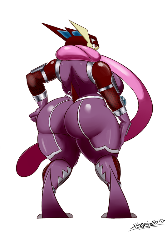 amphibian anthro big_ass big_breasts big_butt breasts cosplay frog greninja igawa_asagi igawa_asagi_(cosplay) katana ninja pokémon_(species) pokemon pokemon_(species) scalie seductive shinobi skin_tight sleepingeel taimanin_(series) taimanin_asagi taimanin_asagi_battle_arena thick thick_thighs tongue_out wide_hips