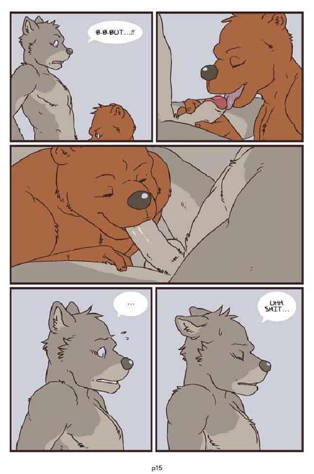 artdecade bear canine comic english_text furry gay male male/male male_only no_humans only_if_you_kiss penis text uncut what wolf yaoi