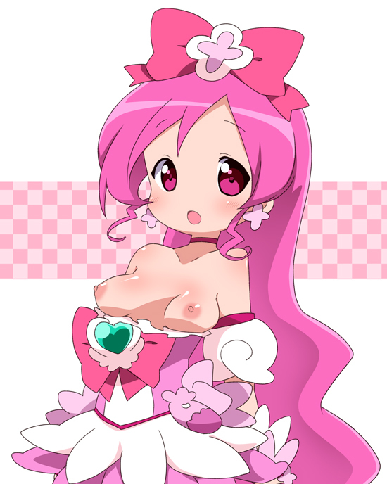 blush bow breasts clothing cure_blossom magical_girl nipples precure pretty_cure small_breasts tsubomi_hanasaki youri19