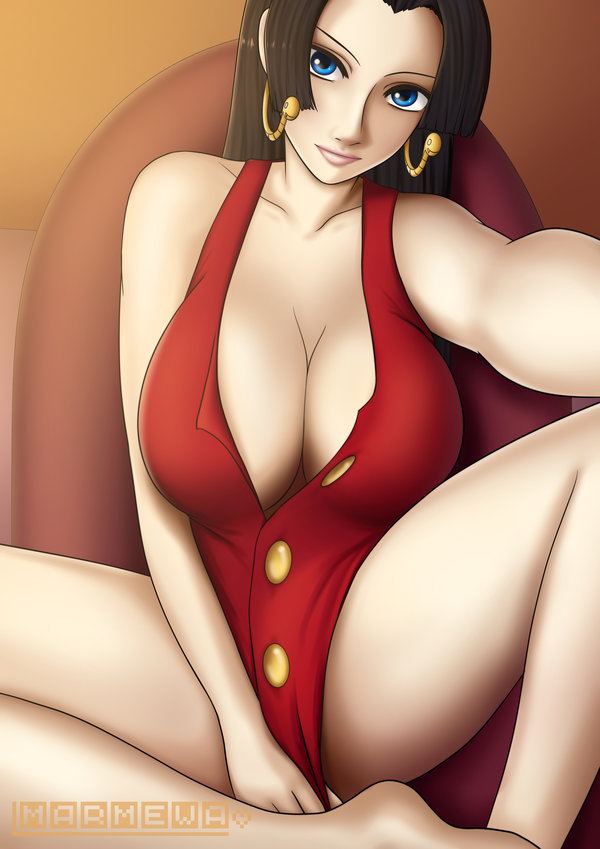 1girls, black hair, black-haired female, boa hancock, cleavage, female, female only, marmewa, one piece, solo