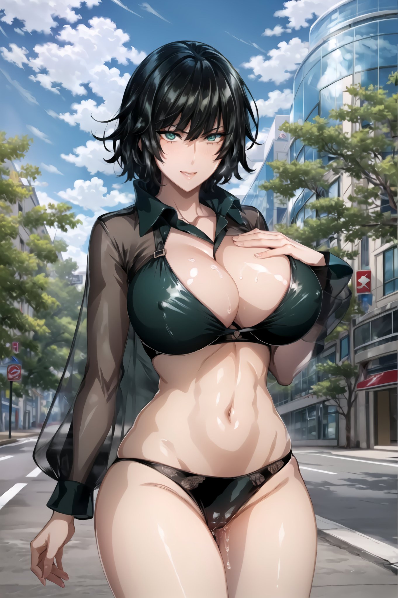 1girls, ai generated, bikini, breasts, curvy, curvy body, curvy female, curvy figure, female, female focus, female only, fubuki (one-punch man), green eyes, green skin, hi res, highres, huge breasts, lingerie, one-punch man, seductive look, stable diffusion, underwear, voluptuous, voluptuous female