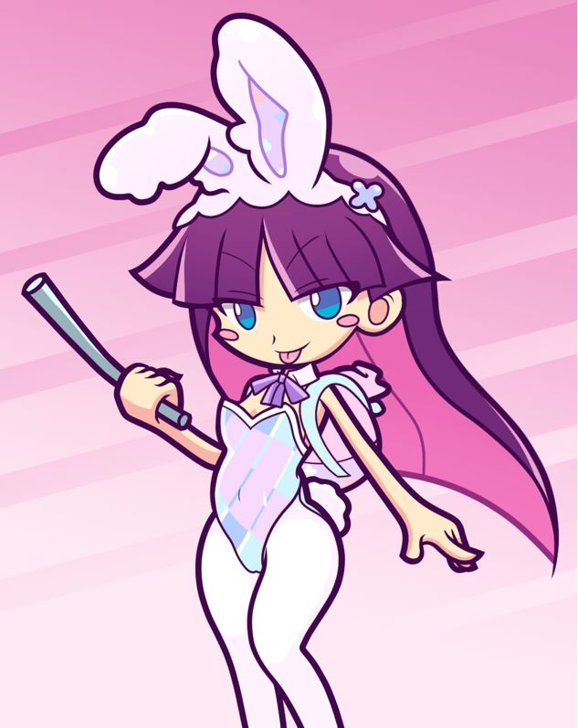 accurate_art_style blue_eyes bunny_ears feli_(puyo_puyo) furii_(artist) purple_hair puyo_puyo puyo_puyo_artstyle puyo_puyo_fever puyo_puyo_quest sega