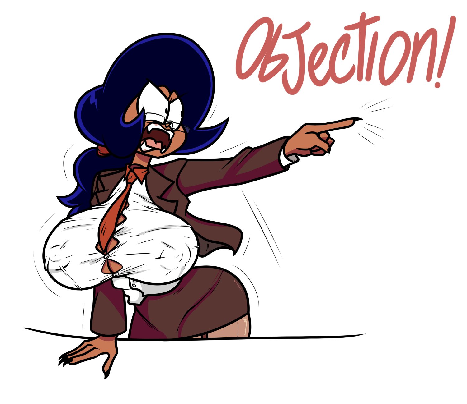 1girls, about to burst, about to pop, ace attorney, barely contained, barely contained breasts, barely fits, big breasts, black hair, breasts, breasts too big, bursting breasts, button down shirt, button gap, button up shirt, buttons, cartoon network, clothed, clothing, dark skin, dark-skinned female, female, female focus, female only, glasses, huge breasts, imminent wardrobe malfunction, inconvenient boobs, inconvenient breasts, mature female, milf, mother, objection!, ok k.o.! let's be heroes, shirt, skirt, strained buttons, strained clothing, straining buttons, straining clothing, terrible the drawfag, tie, tight fit, too tight, undersized clothes, undersized clothing, vampire, voluptuous, voluptuous female, wardrobe malfunction, wilhamena