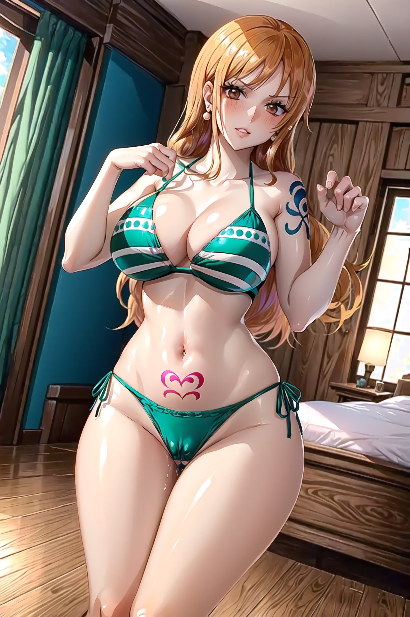 1girls, ai generated, artist request, bikini, curvy body, curvy female, curvy figure, female, female focus, female only, ginger hair, long hair, nami (one piece), one piece, post-timeskip, stable diffusion, toei animation, underwear, voluptuous, voluptuous female