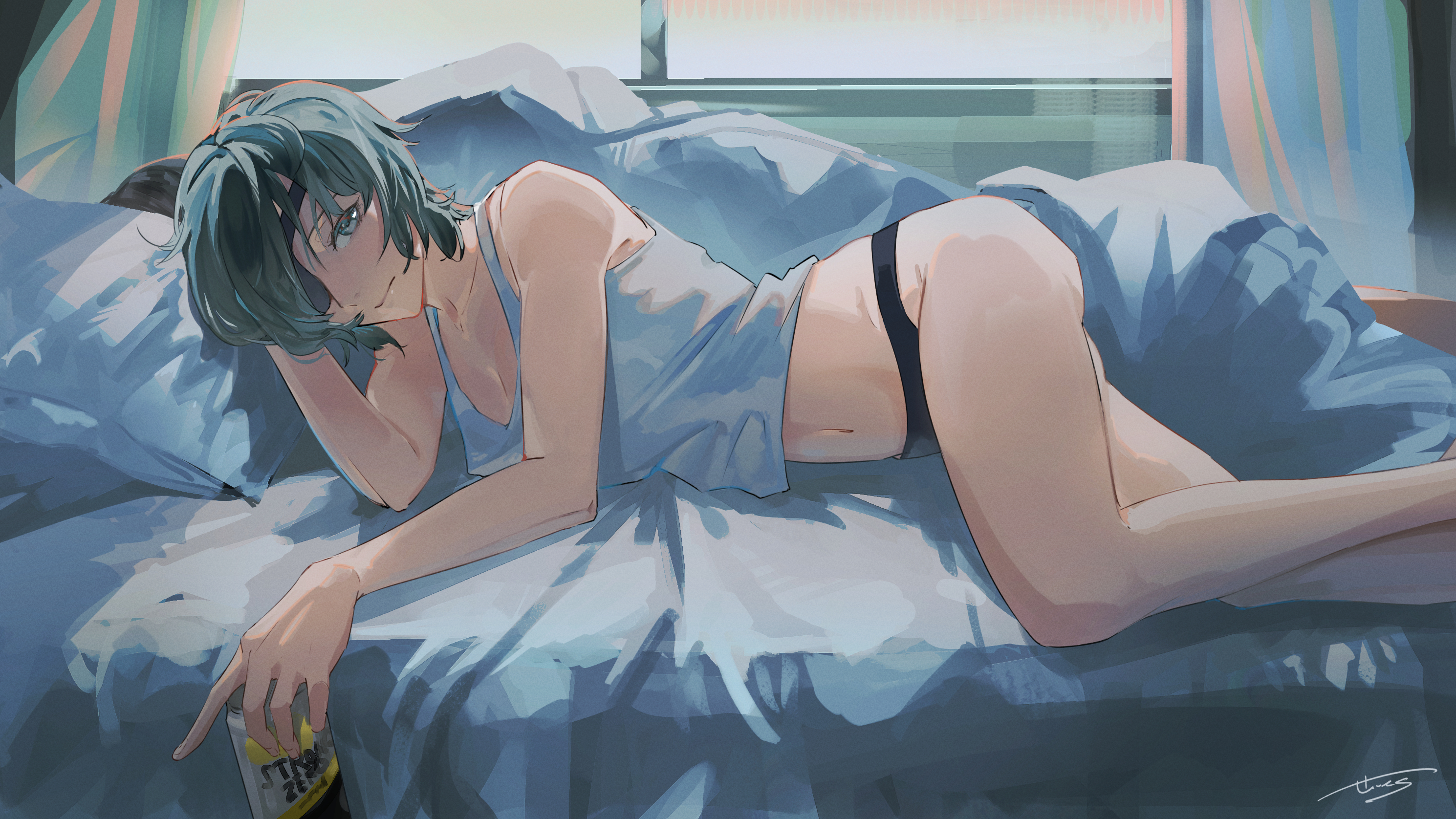 1girls, ass, bed, bedroom, big ass, big breasts, breasts, chainsaw man, female, female only, himeno (chainsaw man), looking at viewer, mappa, seies ss