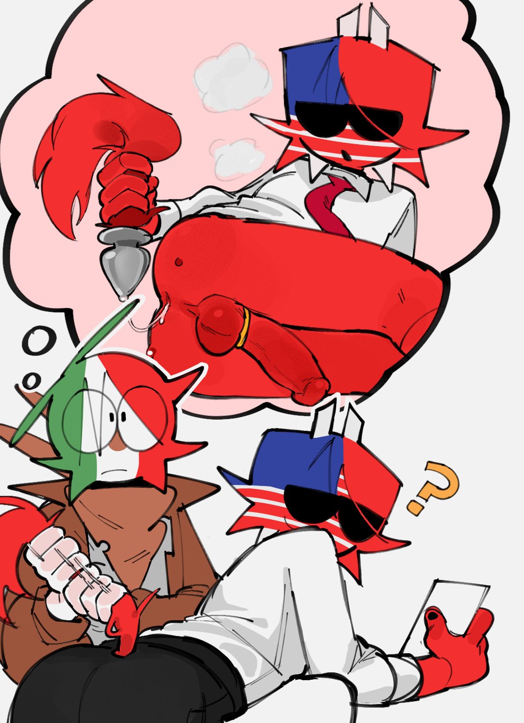 ailewzol, anal plug, anal tail, buttplug, buttplug tail, countryhumans, fake tail, gay, gay male, male, mexico (countryhumans), sex toy, stickman, united states of america (countryhumans), yaoi