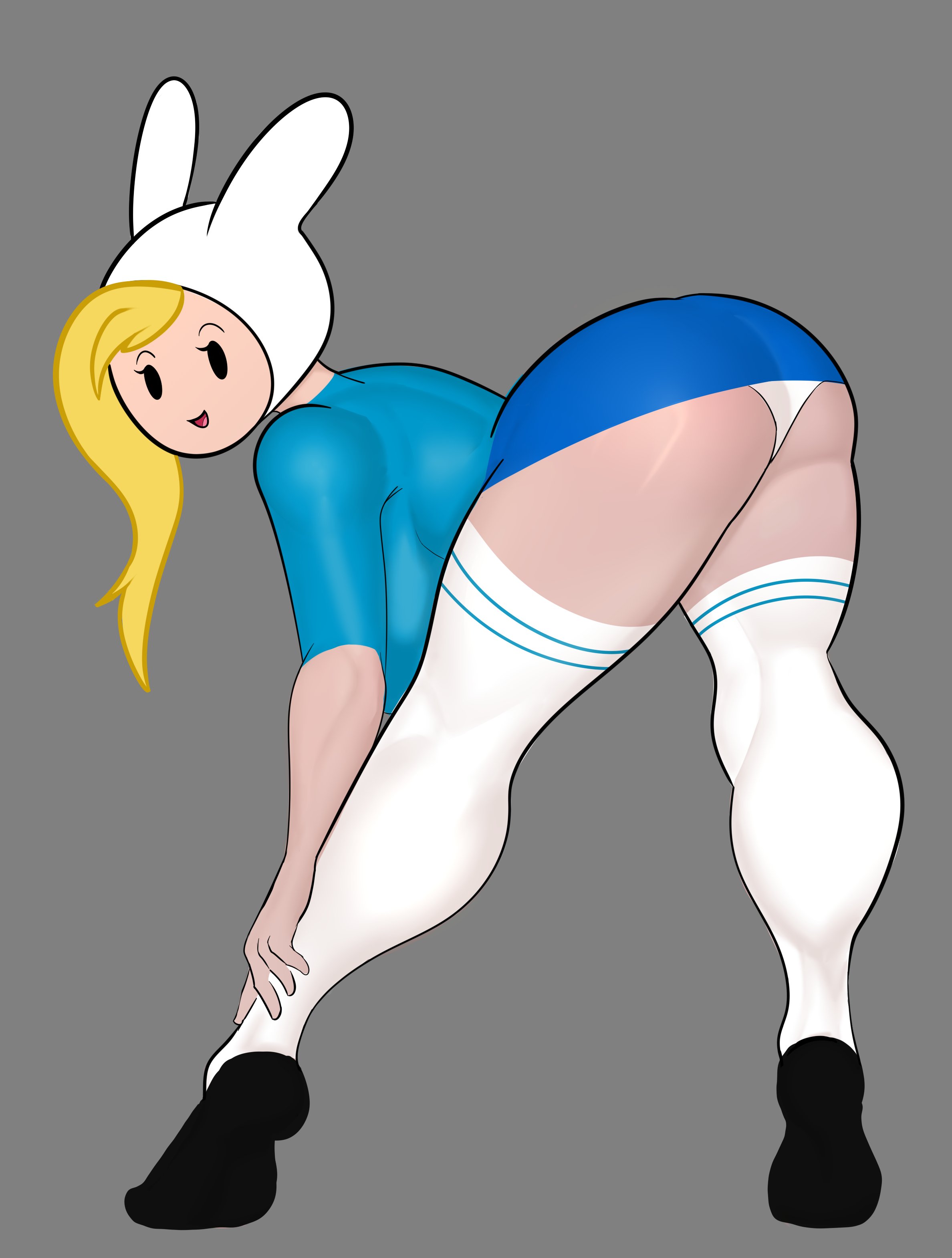 1girls, adventure time, ass, big ass, big breasts, big butt, blonde hair, breasts, bunny ears, eyebrows, eyelashes, female, female only, fionna the human girl, large breasts, light skin, light-skinned female, looking at viewer, looking back, miniskirt, panties, skirt, socks, solo, solo female, solo focus, stockings, thick thighs, thighhighs, thighs, upskirt, white panties, wide hips