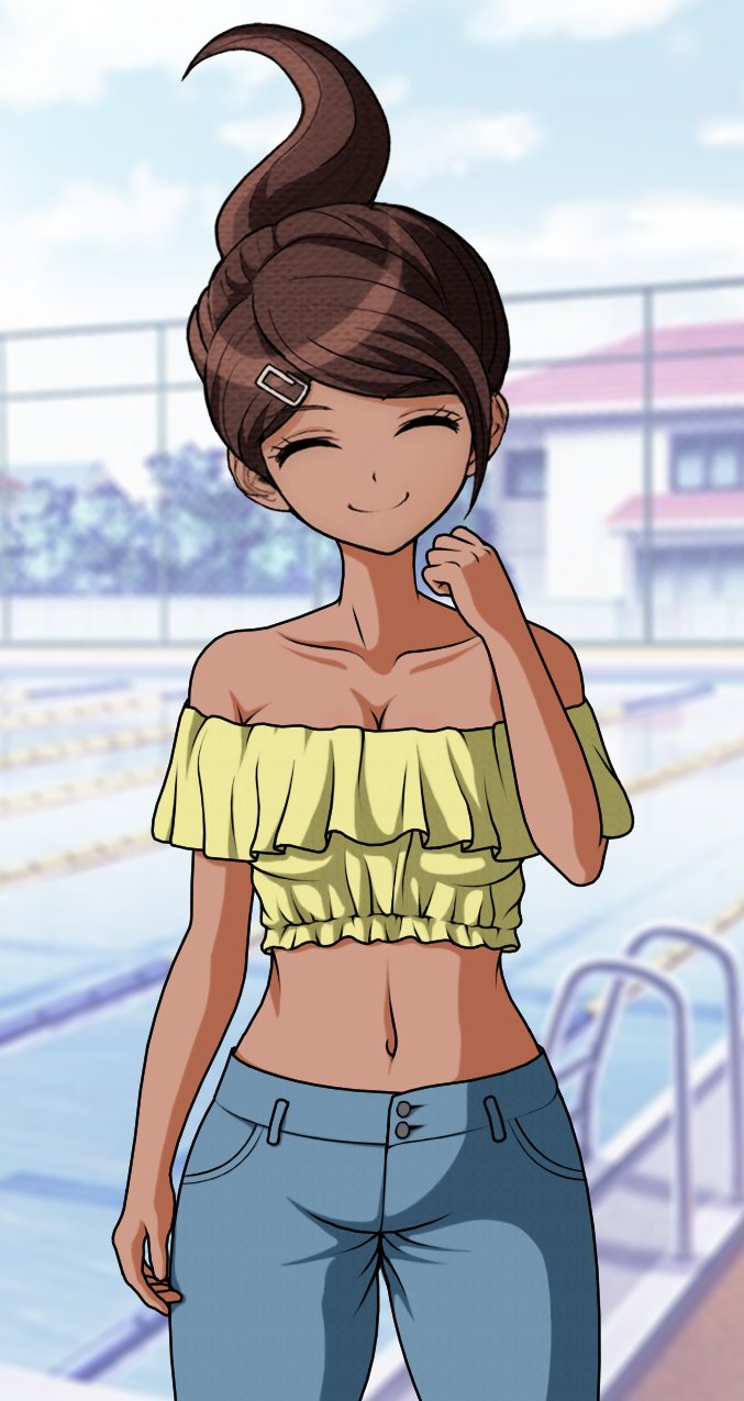 accurate_art_style alternate_version_available asahina_aoi cheeeeeeeeeeeeen danganronpa danganronpa:_trigger_happy_havoc dark-skinned_female female_only fully_clothed happy_female smiling sprite_edit straight_hair