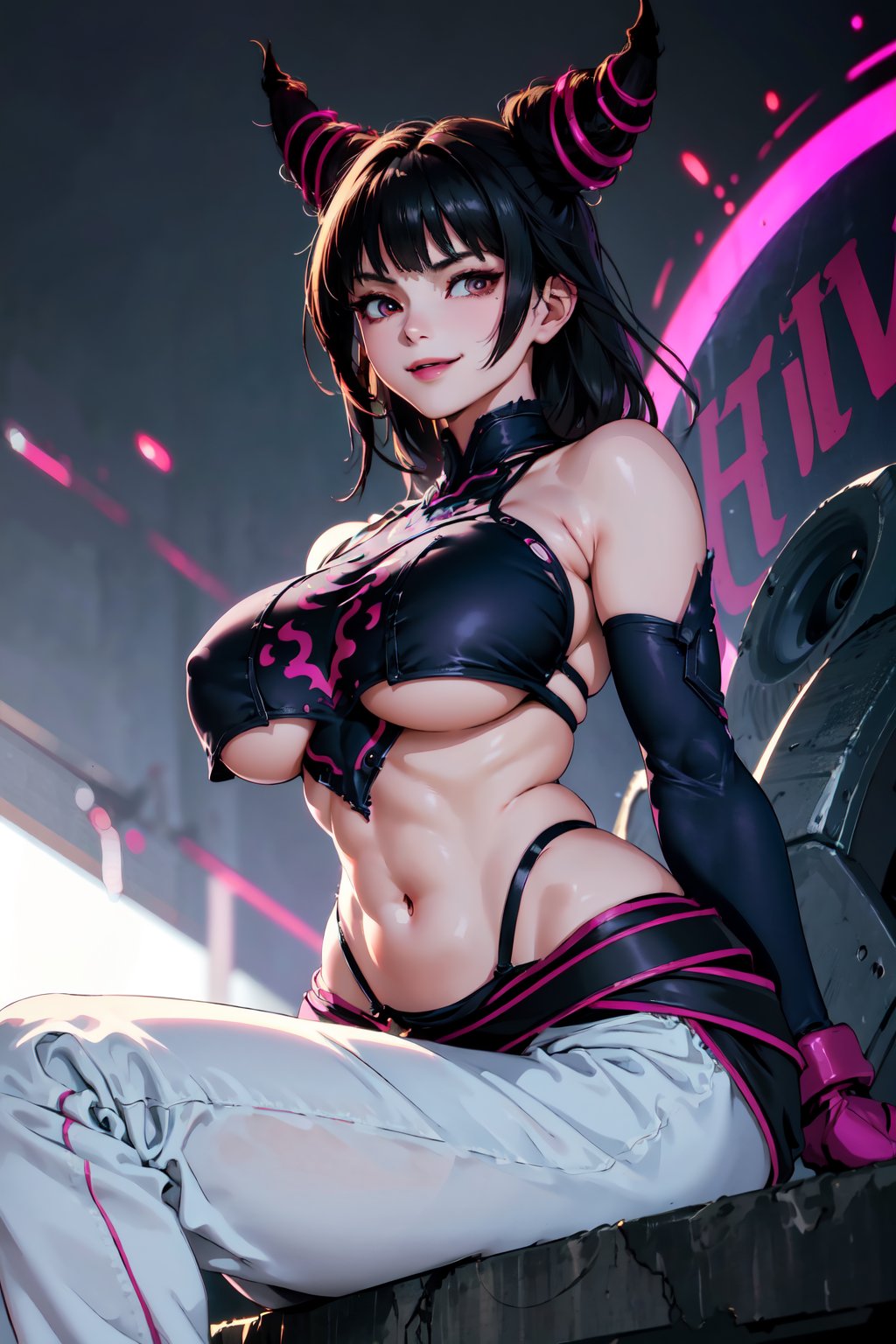 1girls, ai generated, breasts, curvy, curvy body, curvy female, curvy figure, female, female focus, female only, hi res, huge breasts, juri han, seductive look, stable diffusion, street fighter, voluptuous, voluptuous female