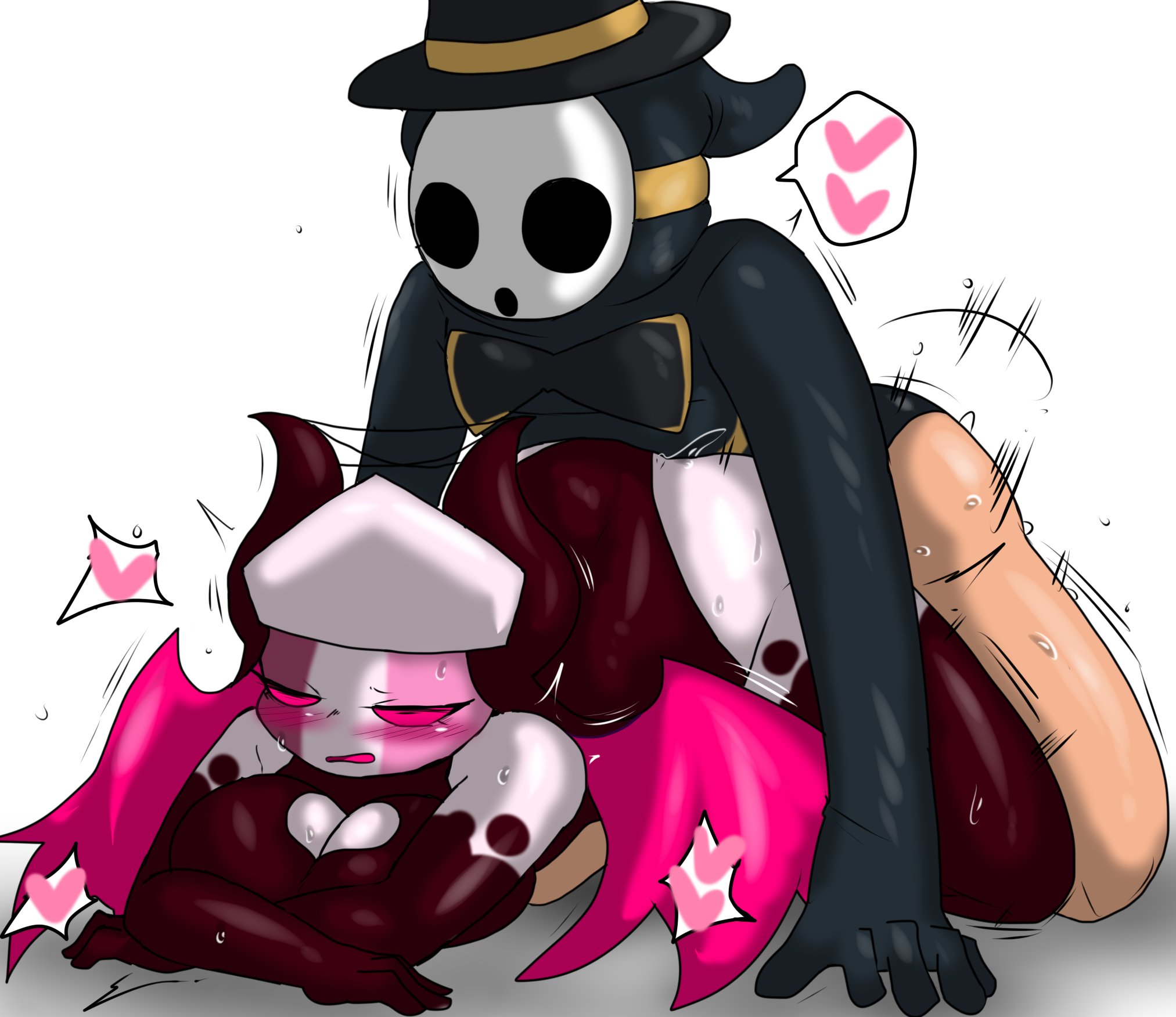1boy, 1girls, anti groove, ass, big breasts, blush, breasts, demon, demon girl, demon horns, doggy style, enigi09, female, friday night funkin, heart, horn, male, mario (series), mask, mid fight masses, mid-fight masses, mid-fight masses (fnf mod), nun, pussy, red eyes, sarvente (dokki.doodlez), sex, shy guy, straight, succubus, top hat, vaginal penetration, wings
