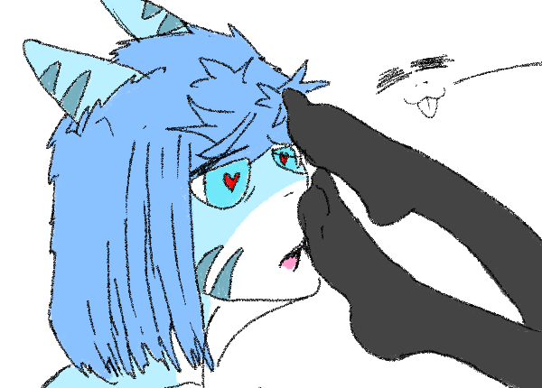 admiring blue_eyes blue_hair blue_skin feet feet_on_face feet_sniff heart-shaped_pupils legs not_maniac shark sniffing thighhighs tiger_shark