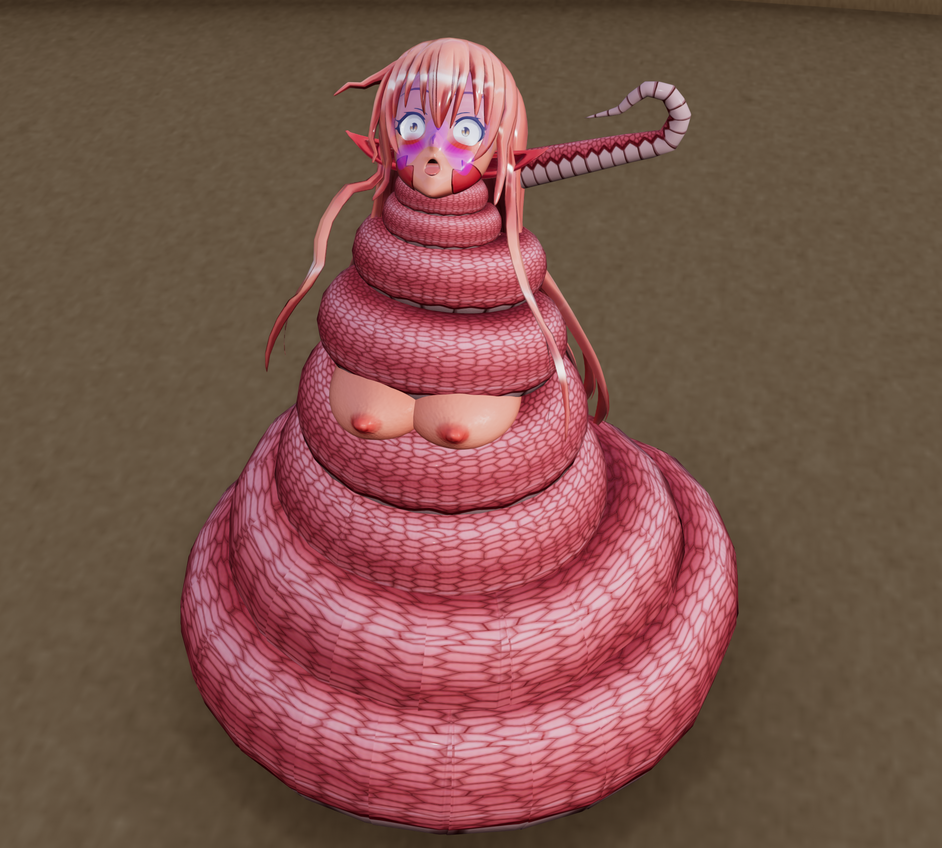 1girls 3d asphyxiation breasts choking coiling coils female female_only lamia large_breasts long_hair miia_(monster_musume) monster_girl monster_musume_no_iru_nichijou naked naked_female nipples nude nude_female open_mouth pink_hair snake strangling wide_eyed