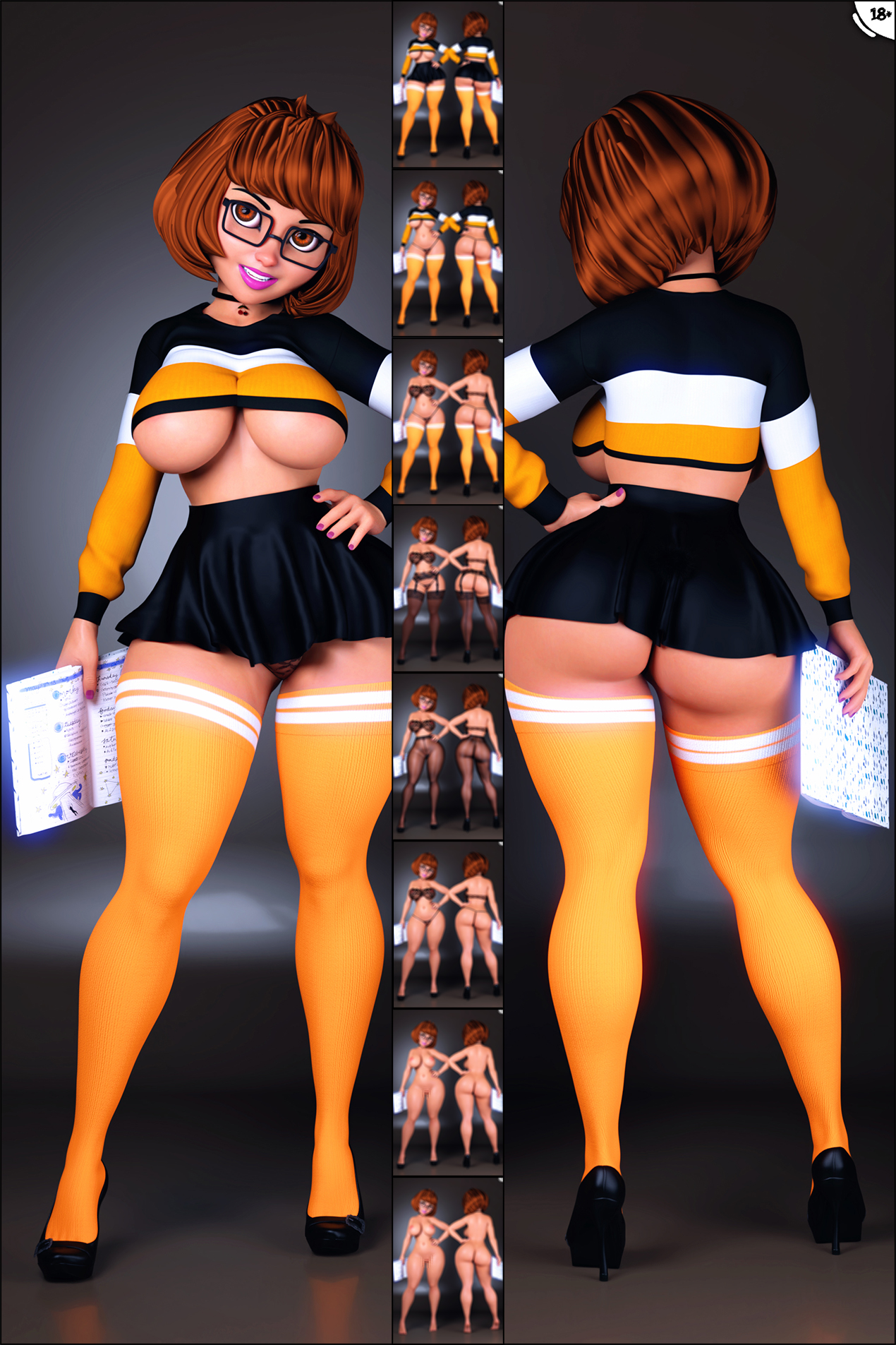 1girls, 3d, big breasts, bottom heavy, breasts, busty, curvaceous, curvy, curvy figure, digital media (artwork), eyebrows, eyelashes, eyes, female, female focus, female only, hair, hanna-barbera, high heels, hips, hourglass figure, huge breasts, human, legs, light skin, light-skinned female, lips, nerdy female, scooby-doo, short hair, text, thick, thick legs, thick thighs, thighs, top heavy, upper body, urqqurqq, velma dinkley, voluptuous, waist, wide hips