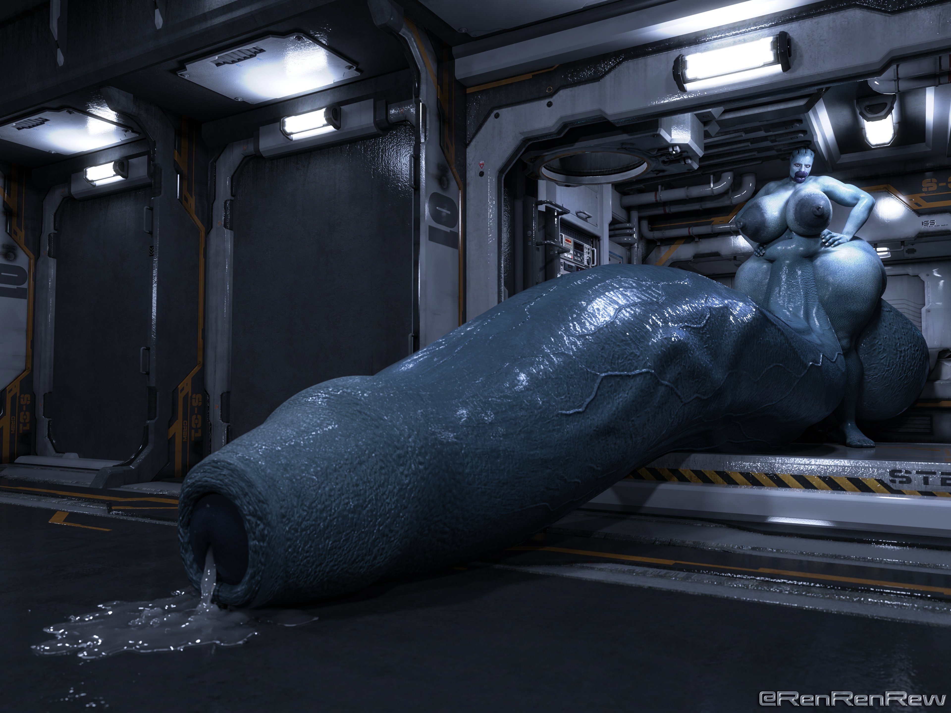 1futa, 3d, alien futa, alien humanoid, asari, balls, balls bigger than body, big breasts, big lips, bimbo, blue skin, blue-skinned futa, breasts, chubby, chubby futa, female, foreskin, futa only, futanari, giantess, hands on hips, huge breasts, huge cock, humanoid, hyper, hyper balls, hyper genitalia, hyper penis, intersex, large areolae, large female, liara t'soni, long penis, mass effect, mini giantess, nude, nude futa, penis, penis bigger than body, precum, precum on ground, precum pool, renrenrew, solo, standing, thick lips, thick thighs, uncircumcised, wide hips