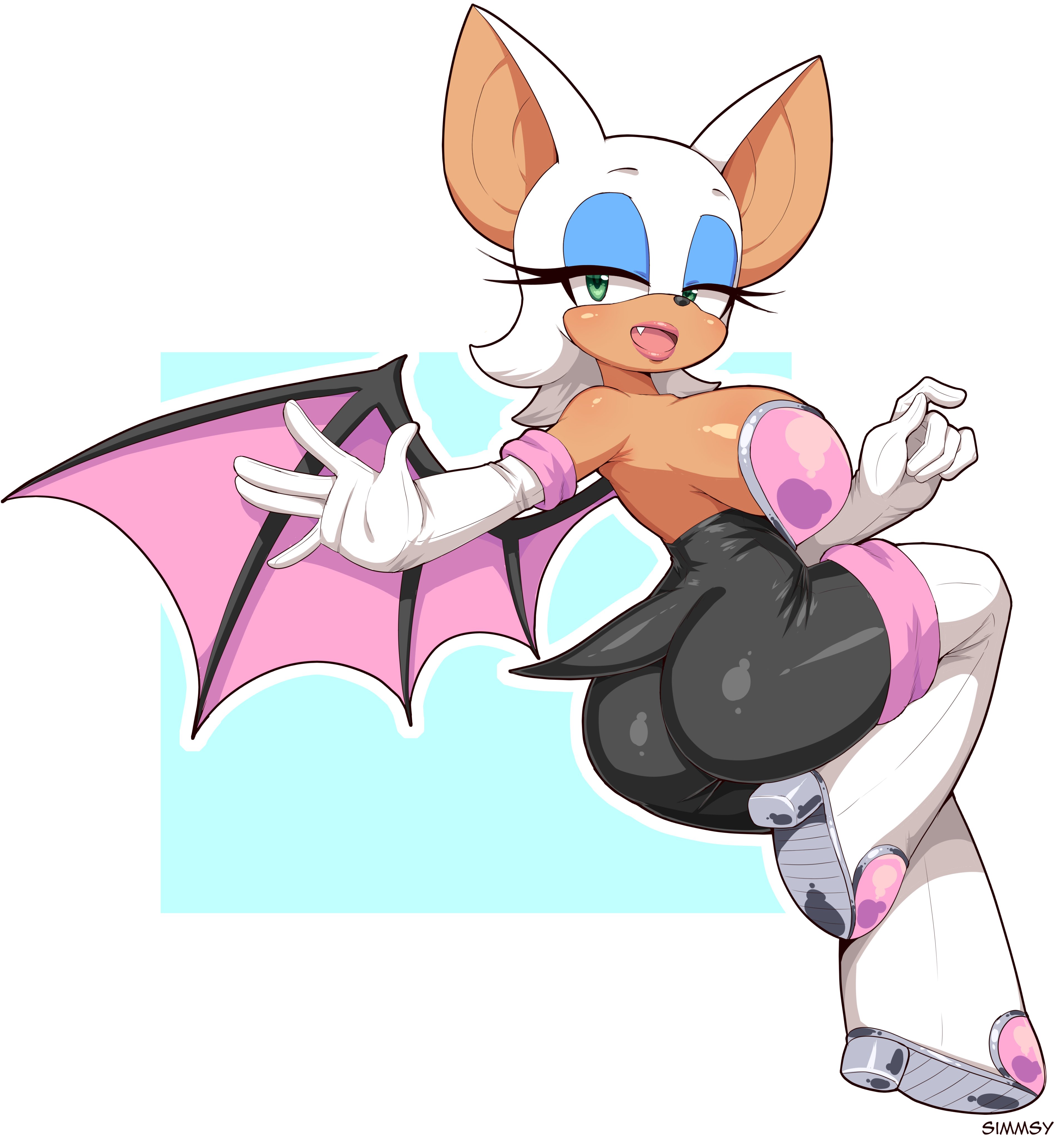 1girls, anthro, armpits, ass, bat wings, big ass, big breasts, breasts, female, female only, furry, large breasts, rouge the bat, simmsy, solo, sonic (series)