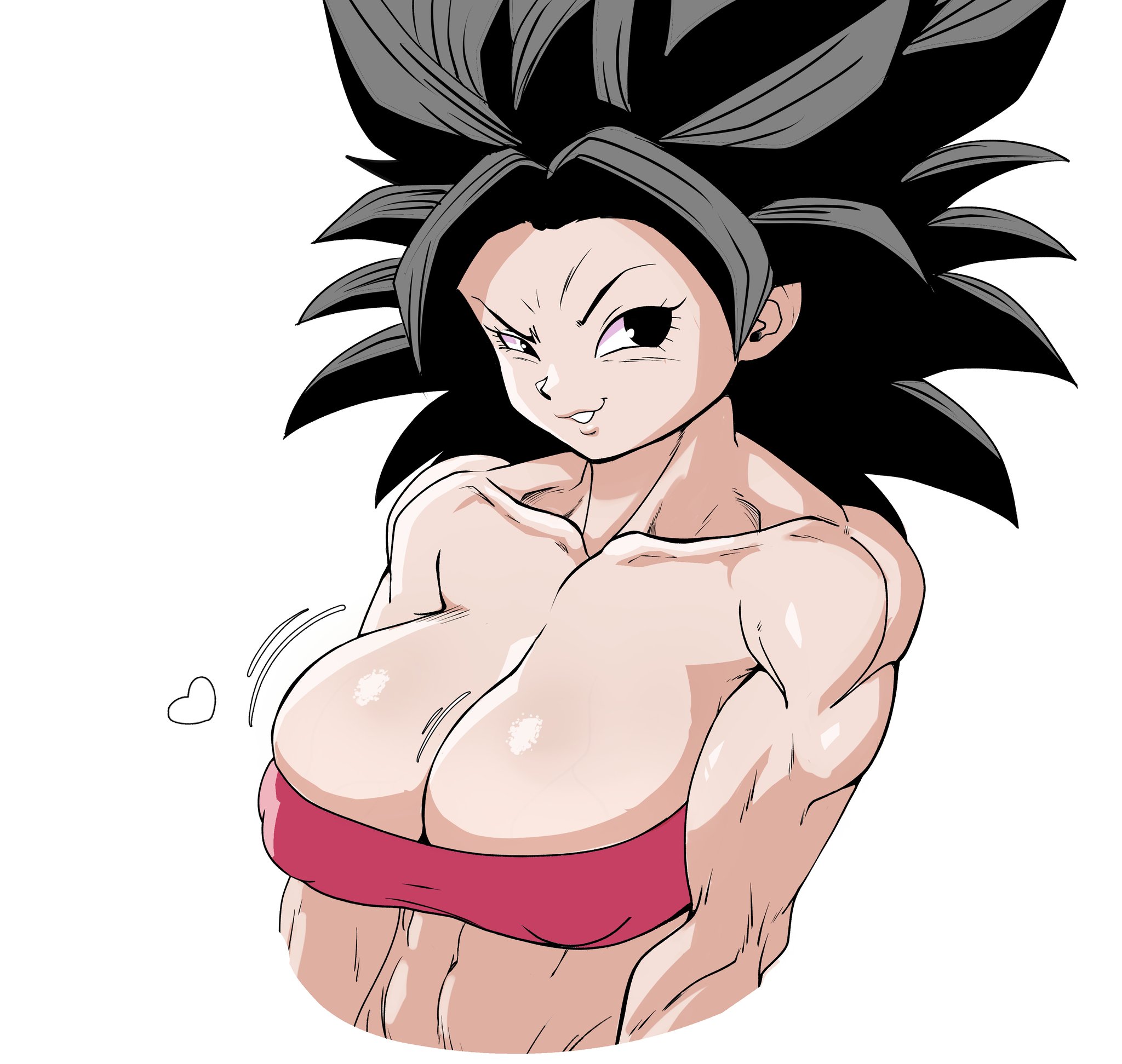 1girls, big breasts, breasts, breasts bigger than head, busty, caulifla, dragon ball, dragon ball super, female, muscular, muscular female, pseudocel, tube top, tubetop