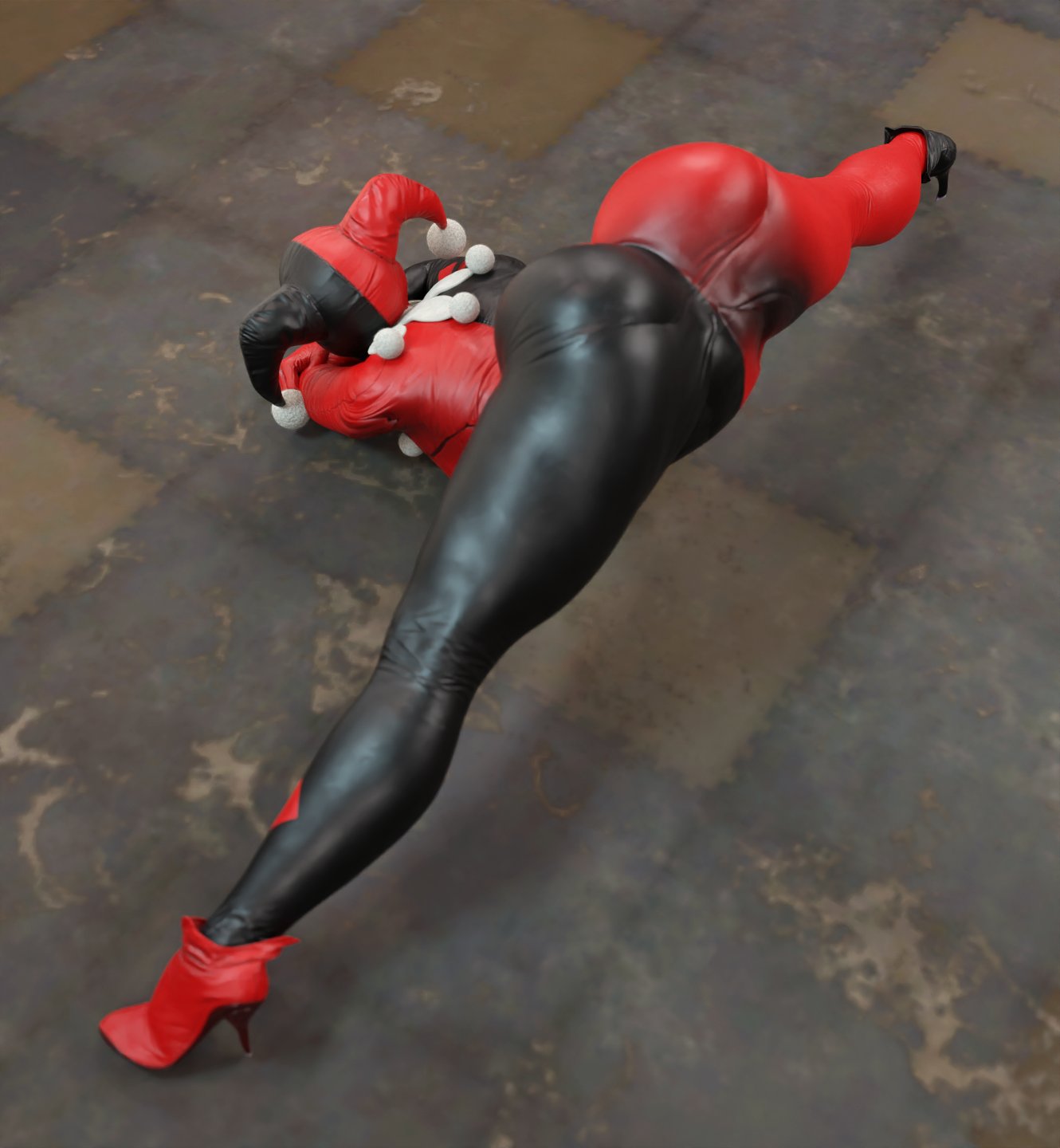 1girls, 3d, 3d (artwork), antiheroine, ass, ass up, athletic, athletic female, batman (series), batman: arkham knight, big ass, breasts, bubble ass, bubble butt, busty, dc, dc comics, face down ass up, female, female focus, female only, fit, fit female, fully clothed, harley quinn, harley quinn (classic), harley quinn (injustice), hips, hourglass figure, injustice 2, jack-o pose, jack-o' challenge, jackochallenge, legs, light skin, light-skinned female, lips, smitty34, solo, thick, thick ass, thick legs, thick thighs, thighs, villain, villainess, voluptuous, wide hips