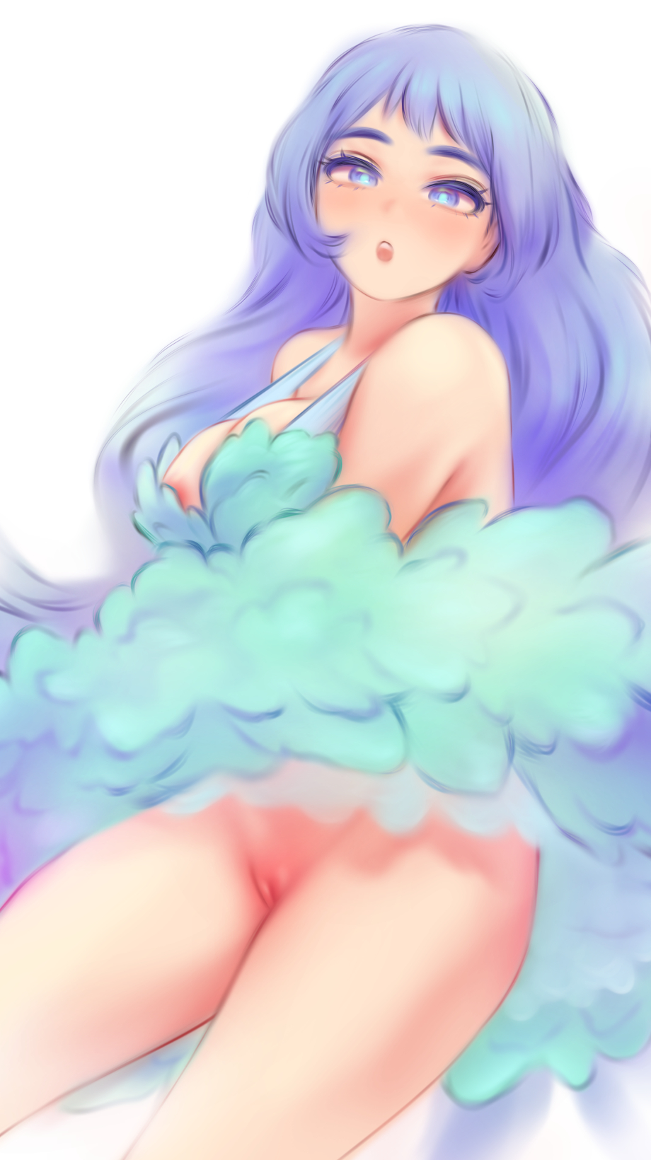 1girls, blue hair, blue-haired female, female, my hero academia, nejire hado, nipple peek, pussy, shpo, uncensored, wardrobe malfunction