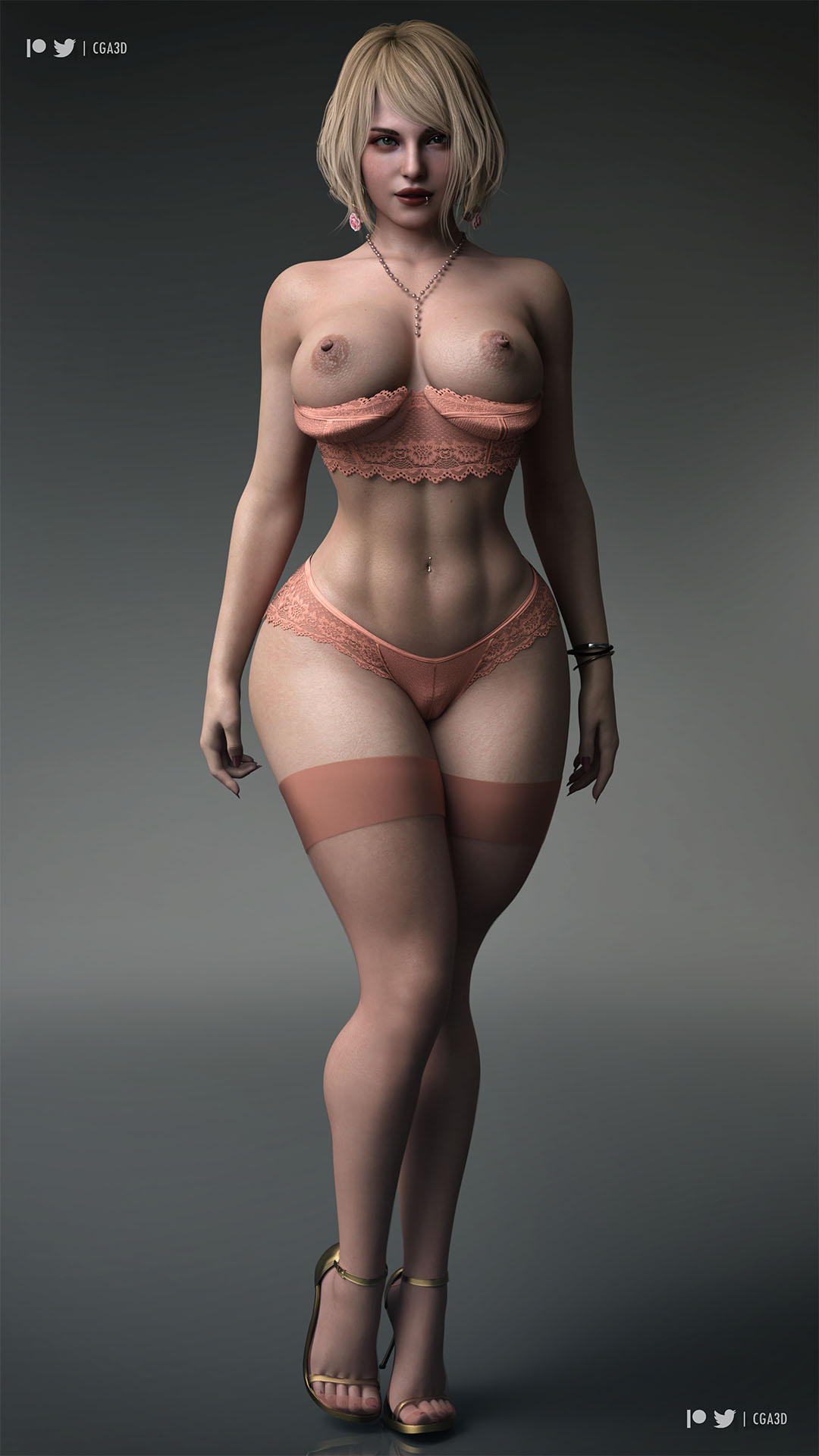 1girls, 3d, 3d (artwork), abs, ashley graham, ashley graham (ella freya), ass, athletic, athletic female, belly button piercing, big areola, big ass, big breasts, big butt, big nipples, biohazard, blonde hair, bra, breasts, bubble butt, busty, capcom, cga3d, cleavage, curvaceous, curvy, curvy body, curvy female, curvy figure, daz studio, daz3d, erotichris, female, green eyes, hourglass figure, huge ass, huge breasts, large ass, large breasts, light skin, light-skinned female, lingerie, lip piercing, lipstick, navel piercing, necklace, panties, pierced belly button, pierced navel, pose, posing, resident evil, resident evil 4, resident evil 4 remake, seductive, seductive look, sensual, standing, stockings, thick, thick ass, thick thighs, thighs, voluptuous, voluptuous female, wide hips