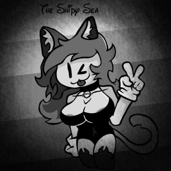 ... areola black_and_white cat_ears cleavage cleavage_dress dress friday_night_funkin furry girlfriend_(friday_night_funkin) rubberhose_gf_(friends_to_the_end) rubberhose_shipy shipy suicidemouse.avi tail the_shipy_sea