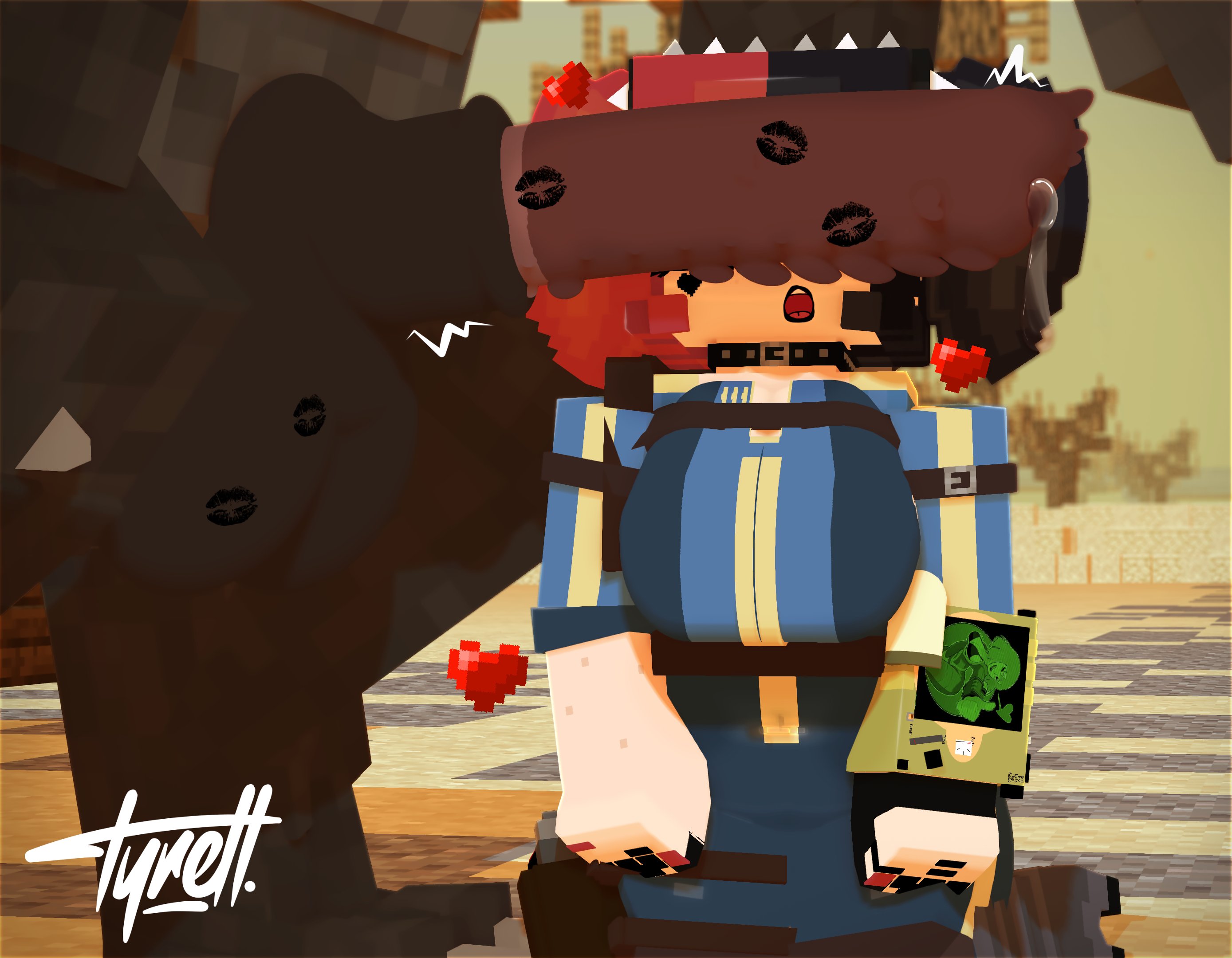 3d, big breasts, big penis, black lipstick, breasts, choker, clothing, computer, cosplay, electronics, ellie walls (odysseyellie), excited, fallout, female, horse, horse (minecraft), horsecock, human, male, minecraft, pale skin, penis, penis on face, straight, these aren't my glasses, tyiscrazy, vault girl, vault suit, wristwear