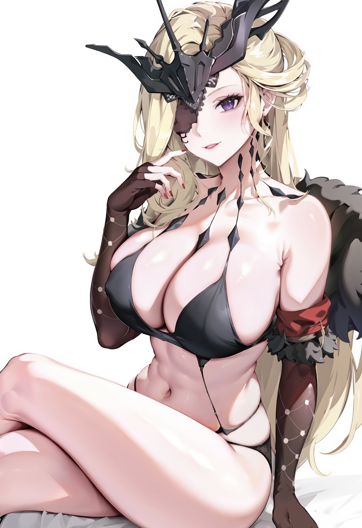 1girls, ai generated, bikini, blonde hair, female, female focus, female only, genshin impact, hi res, long hair, looking at viewer, seductive look, signora (genshin impact), solo, solo female, stable diffusion, underwear