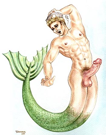 1boy abs balls damaris gay human male male_focus male_only merfolk mermaid_transformation merman muscular muscular_female penis sailor solo solo_focus transformation