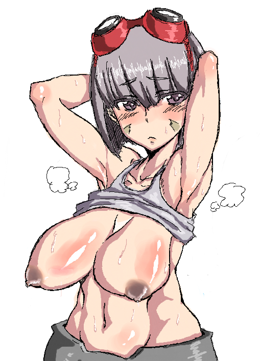 armpits blush breasts god_eater huge_breasts rikka_kusunoki seritsumi smell stik sweat