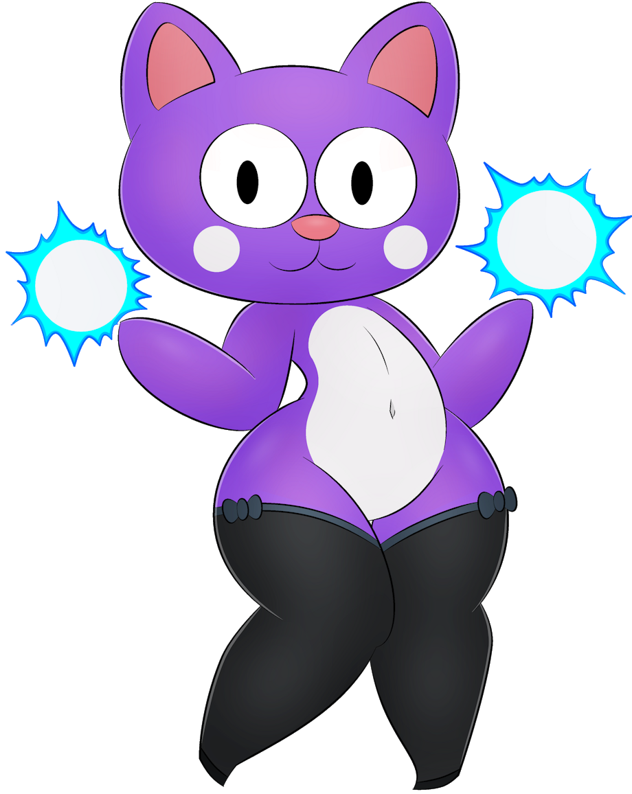 anthro dynamite_headdy energy_ball felid feline felis femboy furry-bites looking_at_viewer male male_only maruyama_(dynamite_headdy) pose purple_body purple_fur sega solo solo_focus solo_male thick_thighs thighhighs thighs