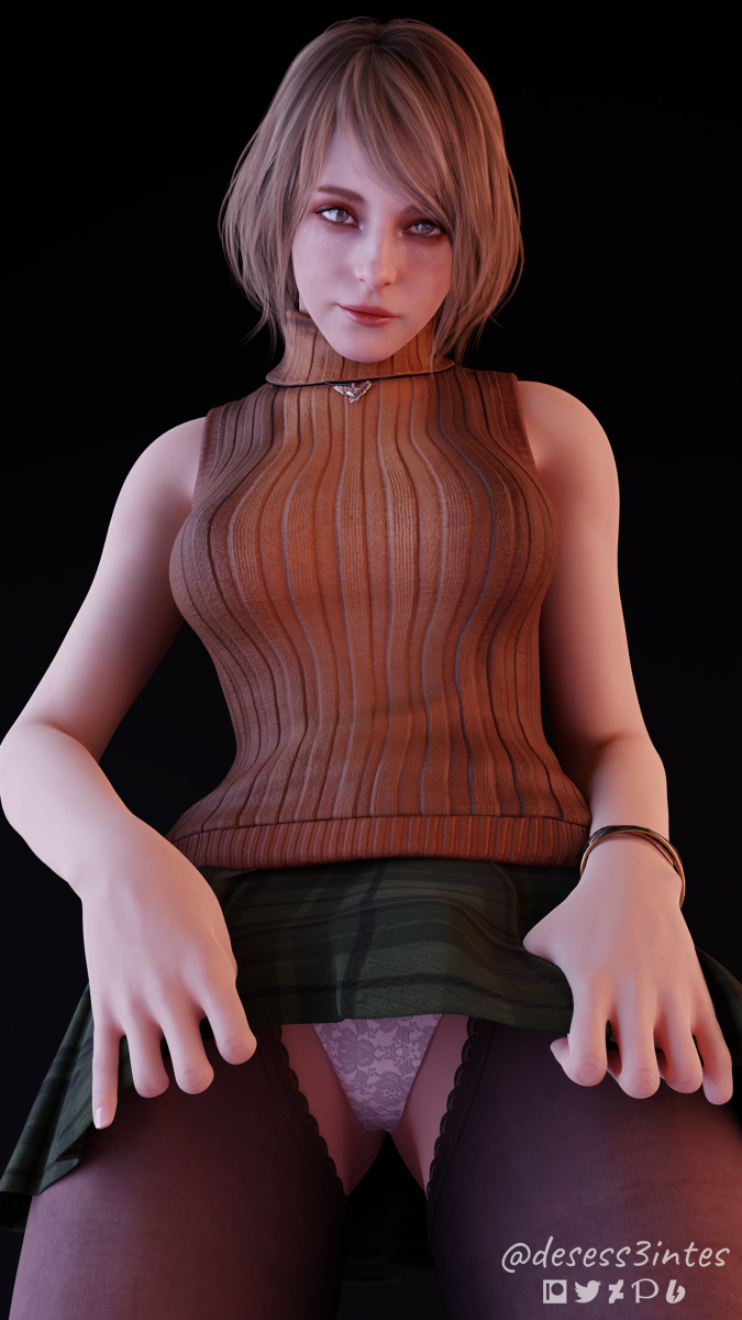 1girls 3d ashley_graham ashley_graham_(ella_freya) blender blender_(software) blender_cycles crotchless_pantyhose desess3intes female female_focus female_only from_below green_skirt looking_at_viewer panties pantsu peeping presenting presenting_crotch resident_evil resident_evil_4 resident_evil_4_remake skirt skirt_lift skirt_pull skirt_up sleeveless_turtleneck solo solo_female turtleneck under_skirt white_panties