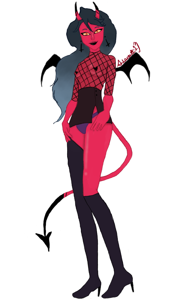 demon_girl helluva_boss kiki_(helluva_boss) panties red_body succubus succubus_horns succubus_tail succubus_wings