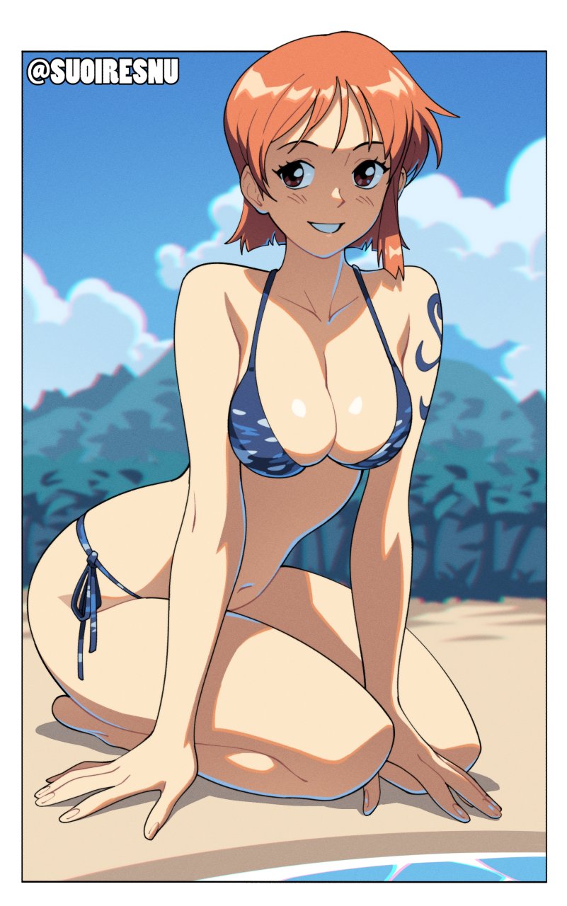 1girls big_breasts brown_hair female female_focus female_only female_penetrated large_breasts nami one_piece orange_hair pre-timeskip pre_timeskip short_hair suoiresnu