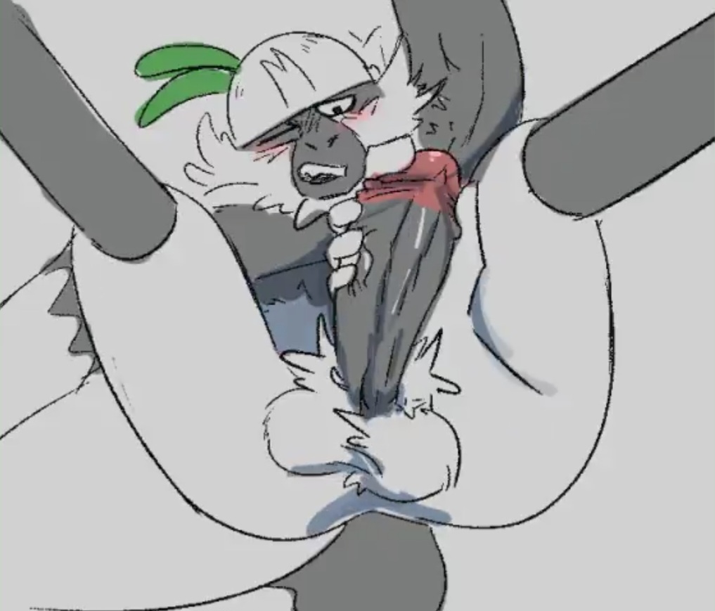 anthro balls blush boner erection furry handjob male male_only monkey nintendo one_eye_closed passimian penis pokemon spread_legs trashy_jokester