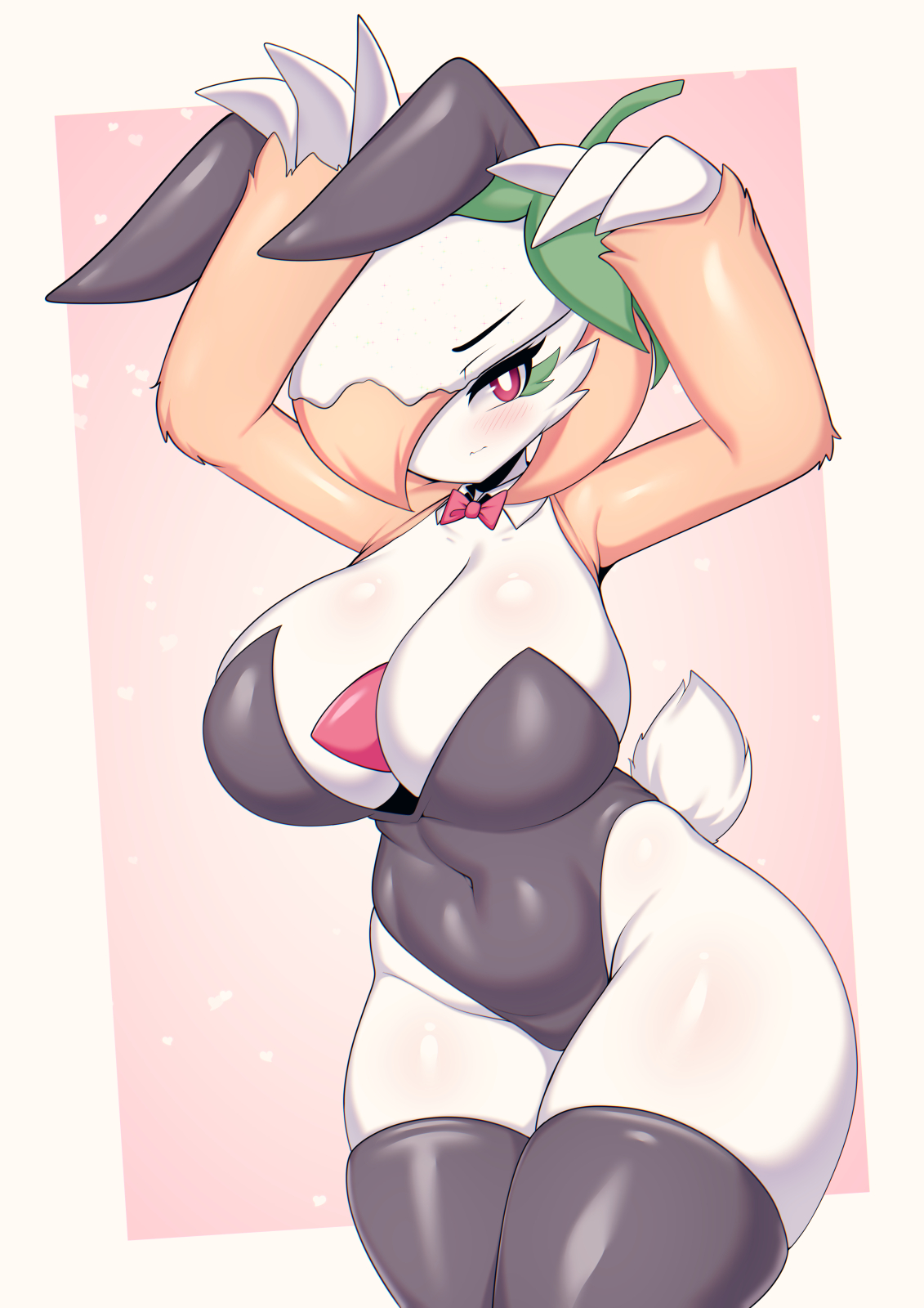 big breasts, breasts, bunny ears, bunny tail, bunnysuit, cleavage, clothing, female, gardevoir, hi res, huge breasts, nintendo, pokémon (species), pokemon, pokemon (species), solo, tagme, tailzkim, thick thighs