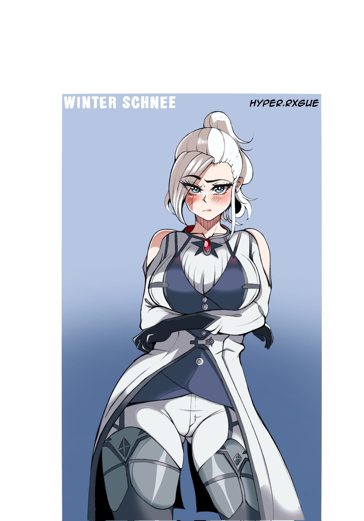 1girls, big breasts, boots, breasts, female, female only, hyperrxgue, rwby, tagme, thick thighs, white hair, winter schnee