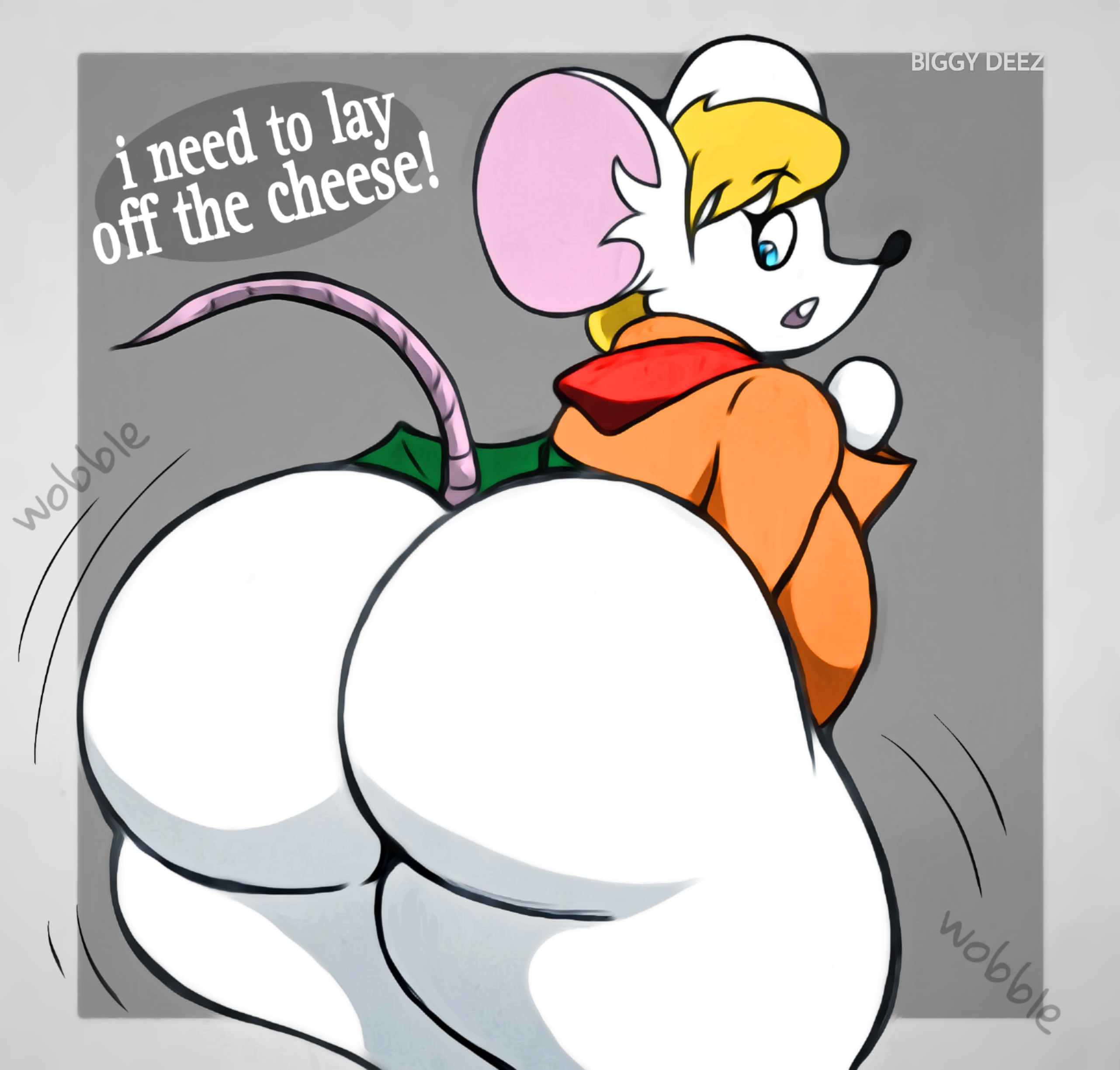 1girls, anthro, ashley graham, ass, ass focus, big ass, biggy deez, blonde hair, blue eyes, breasts, bubble ass, bubble butt, clothing, dialogue, fat ass, female, female only, huge ass, large ass, looking at ass, looking at self, looking back, mouse, moushley, resident evil, resident evil 4, resident evil 4 remake, rodent, skirt, solo, text, thick ass, thick thighs, thunder thighs, wide hips