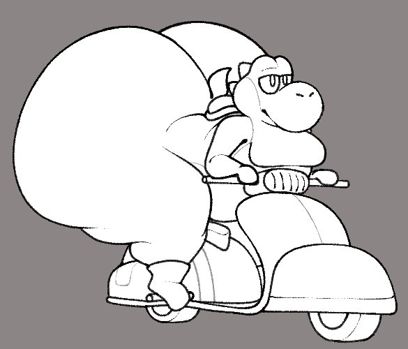 big_ass bubble_butt chip_at_night fat huge_ass mario_(series) mario_kart nintendo no_color scooter small_breasts tagme yoshi