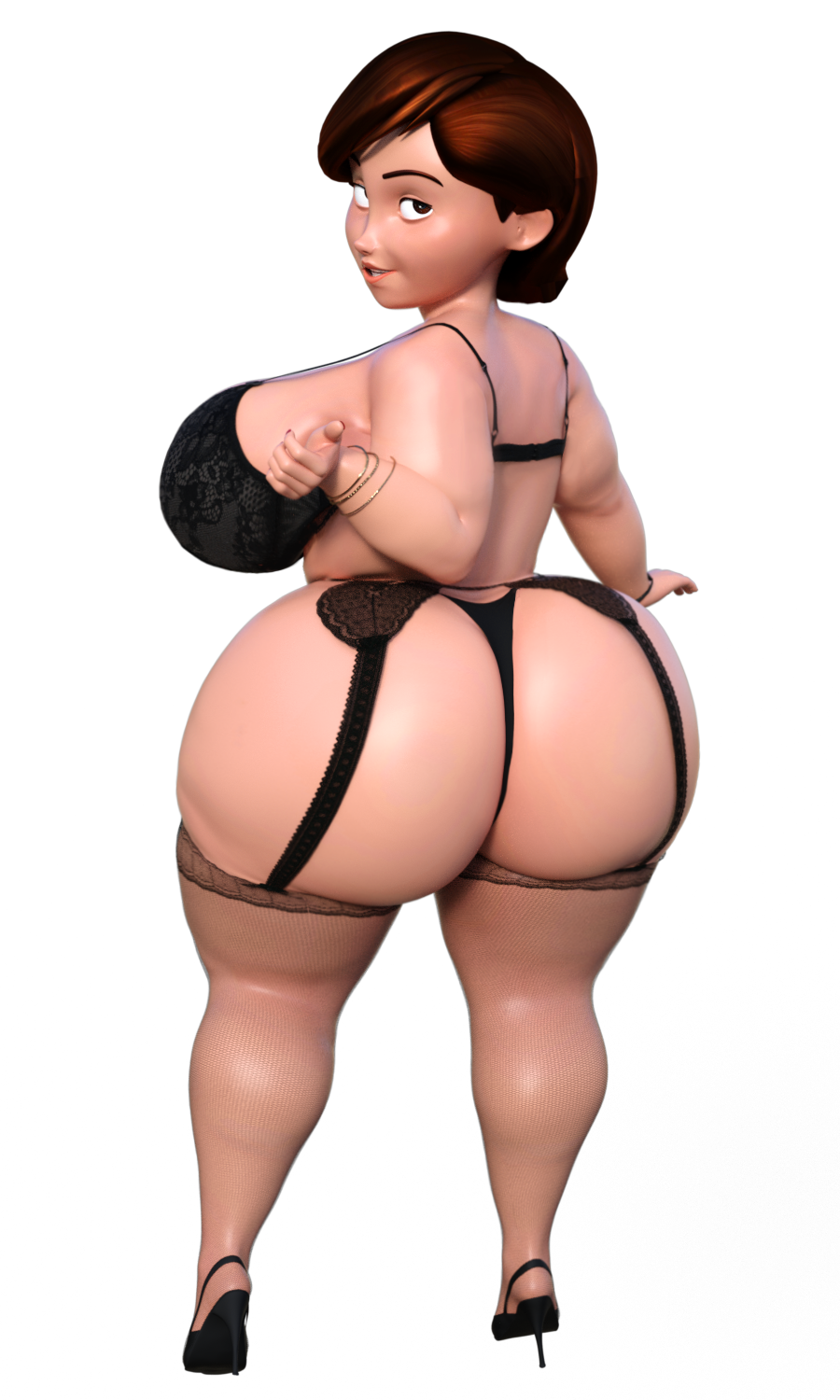 1girls 3d 3d_(artwork) alternate_version_available ass_bigger_than_body ass_bigger_than_head bbw big_ass big_breasts big_butt black_bra black_garter_belt black_garter_straps black_lingerie black_stockings black_thong bra breasts_bigger_than_body breasts_bigger_than_head breasts_bigger_than_torso bubble_butt chubby disney female female_only garter_belt garter_straps helen_parr high_heels hourglass_figure huge_ass huge_breasts hyper_ass hyper_bimbo hyper_breasts light-skinned_female light_skin lingerie lingerie_only mature_female milf pixar pixar_mom saturnxart smooth_skin stockings the_incredibles thong venus_body