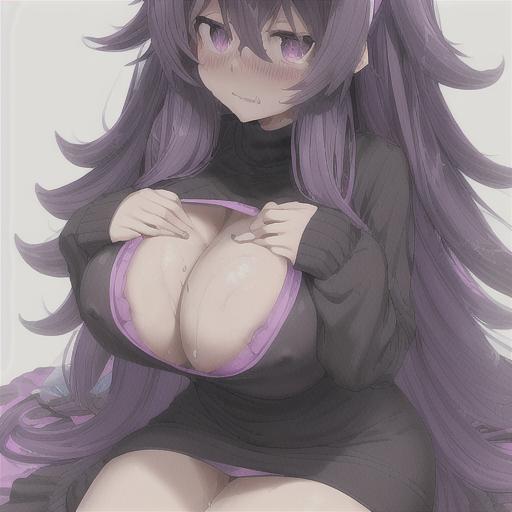 1girls, ai generated, big breasts, blush, boob window, breasts, clothed, female, hex maniac, pokemon, purple eyes, purple hair, stable diffusion, thick thighs, voluptuous