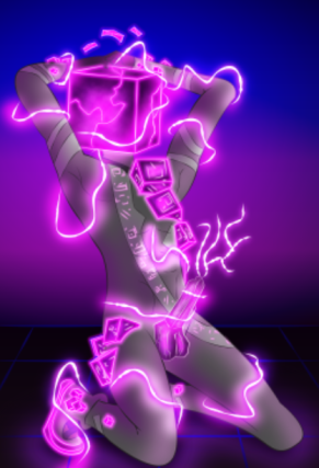 cube cube_head erect_penis erection fortnite fortnite:_battle_royale geometrik_(fortnite) glowing nude nude_male penis pose posing