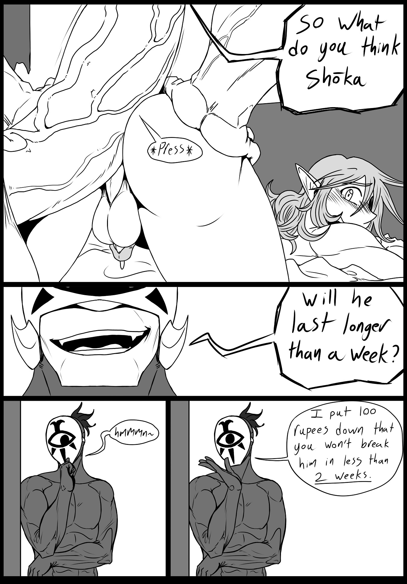 big dom small sub, big penis, breath of the wild, comic, comic page, gay, huge cock, kiahl, link, link (breath of the wild), lobsterkiahl, male, penis, size difference, the legend of zelda, yaoi, yiga, yiga clan