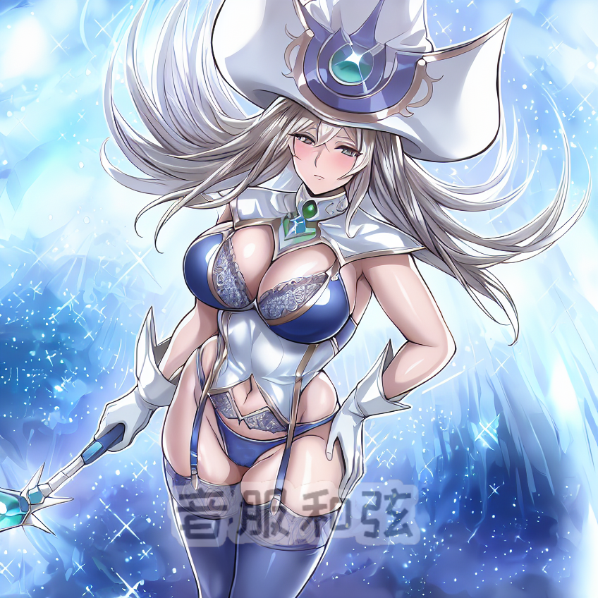 1girls ai_generated duel_monster lingerie silent_magician yu-gi-oh!